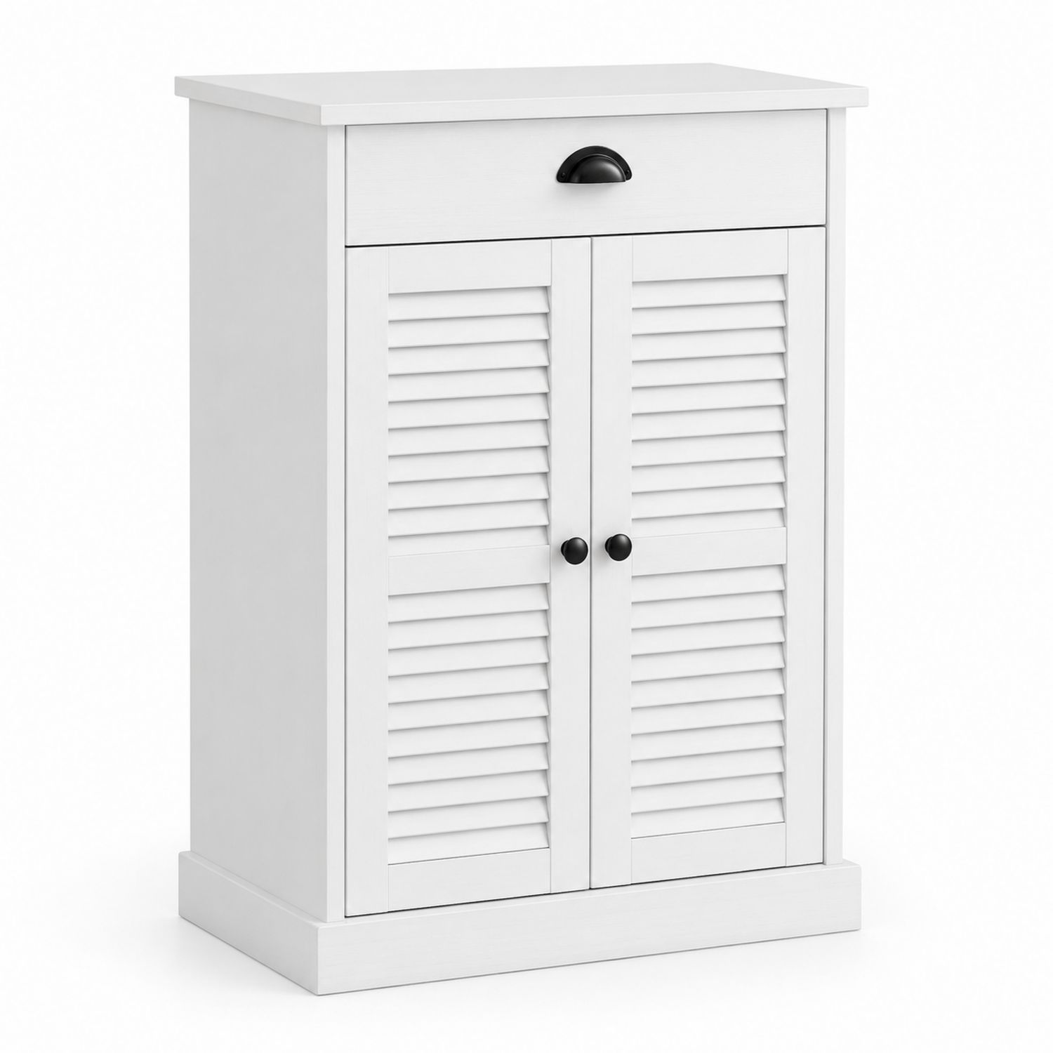 Armario zapatero de MDF con 2 puertas y cajón, Blanco