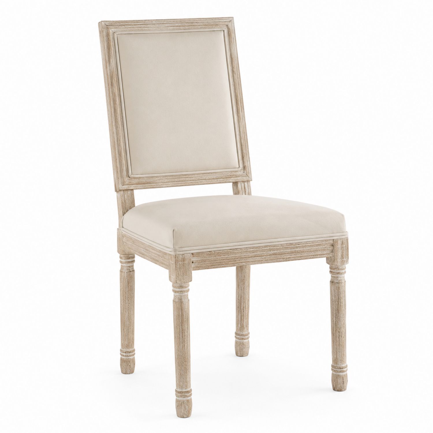 Silla de Madera de Roble y Poliéster Beige