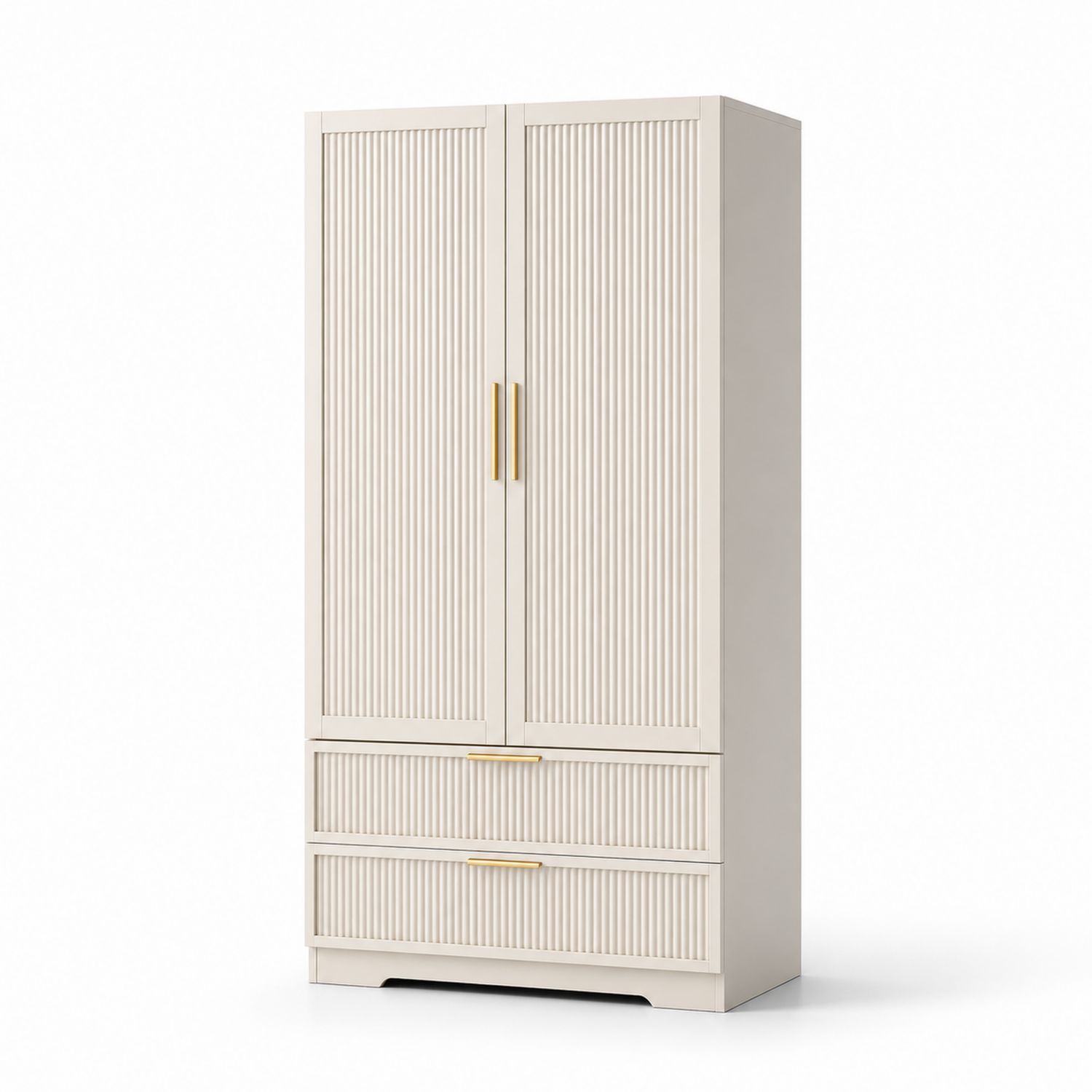 Armario de madera con 2 puertas y 2 cajones Beige