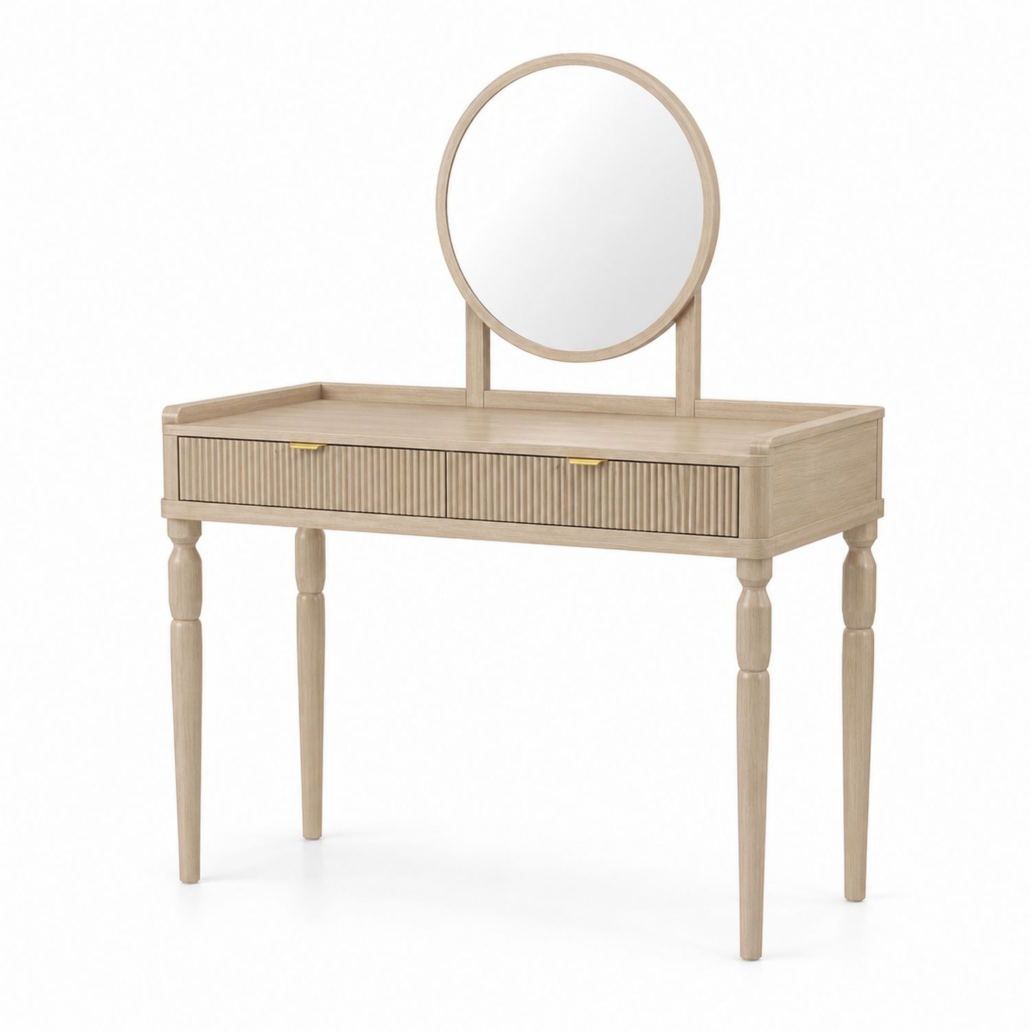 Tocador de Madera con Espejo y Cajón, 120x45x75 cm, Beige