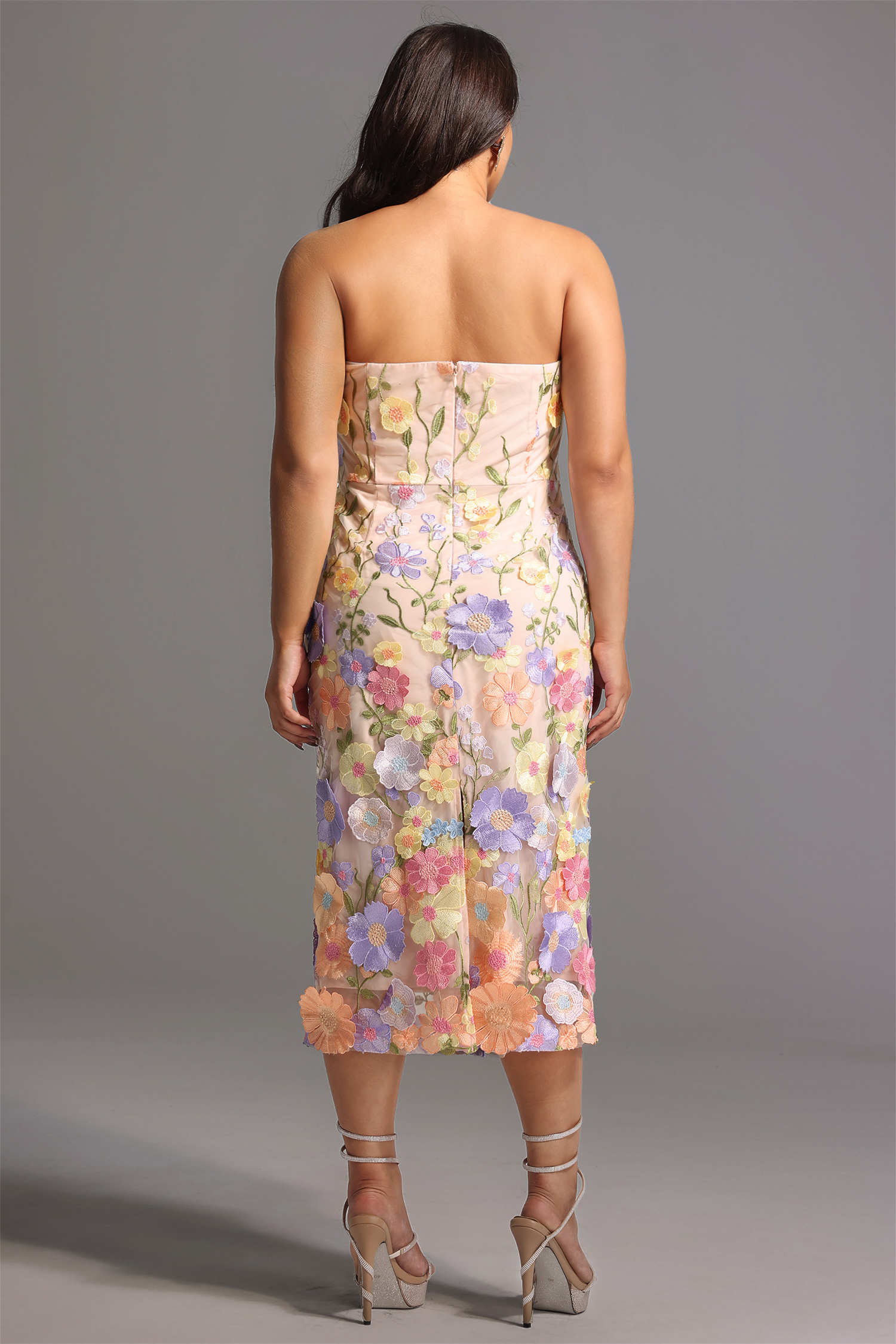 Fala Embroidered Strapless Dress