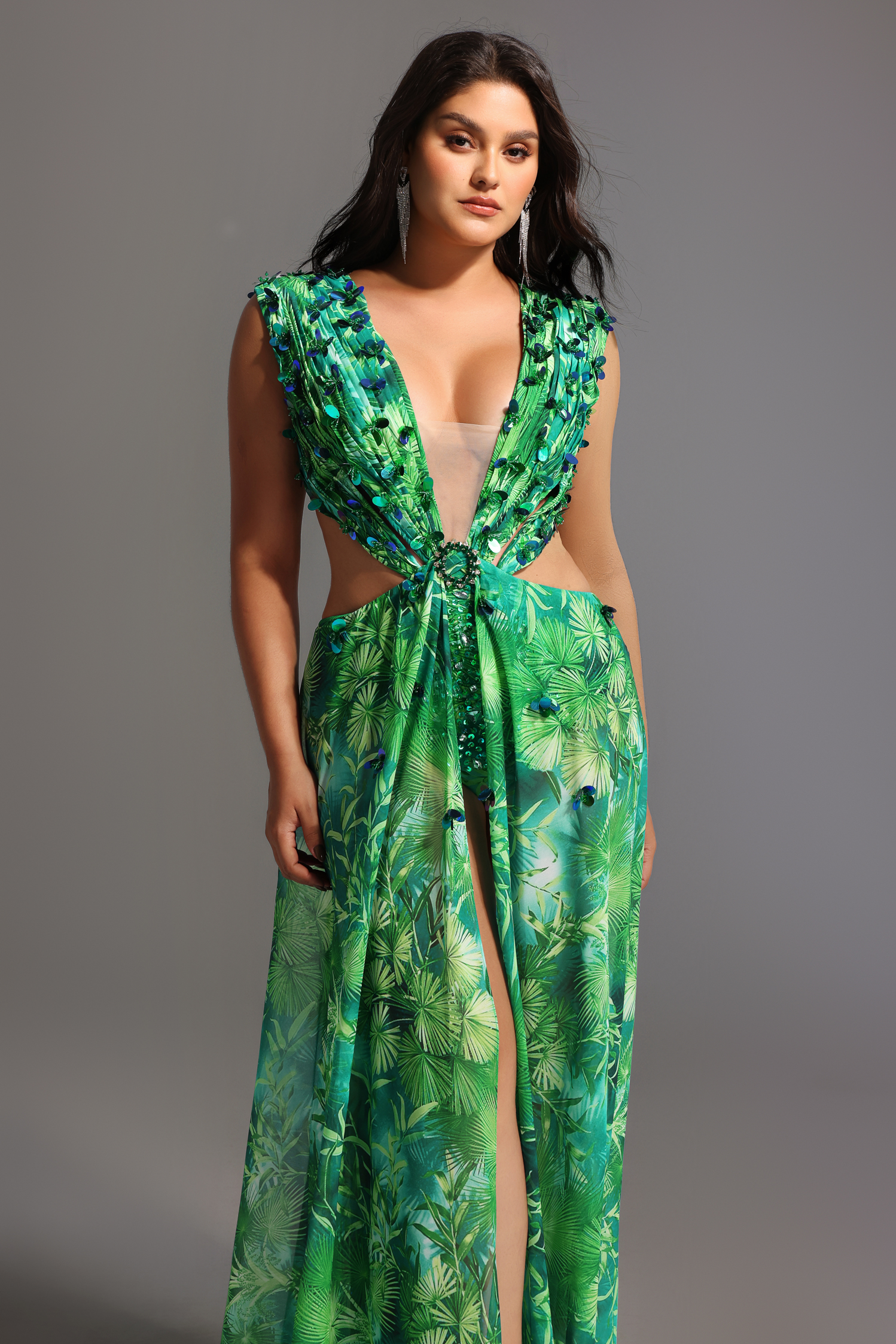 Yoland Printed Embellished Maxi Dress