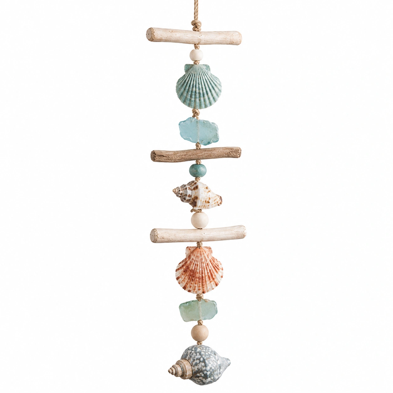 Decorazione da Parete con Conchiglie e Legno Nautico, Multicolore-DECOZENTA