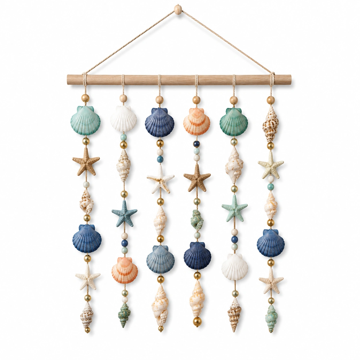 Decorazione da Parete con Conchiglie e Stelle Marine Multicolore 60x80cm-DECOZENTA