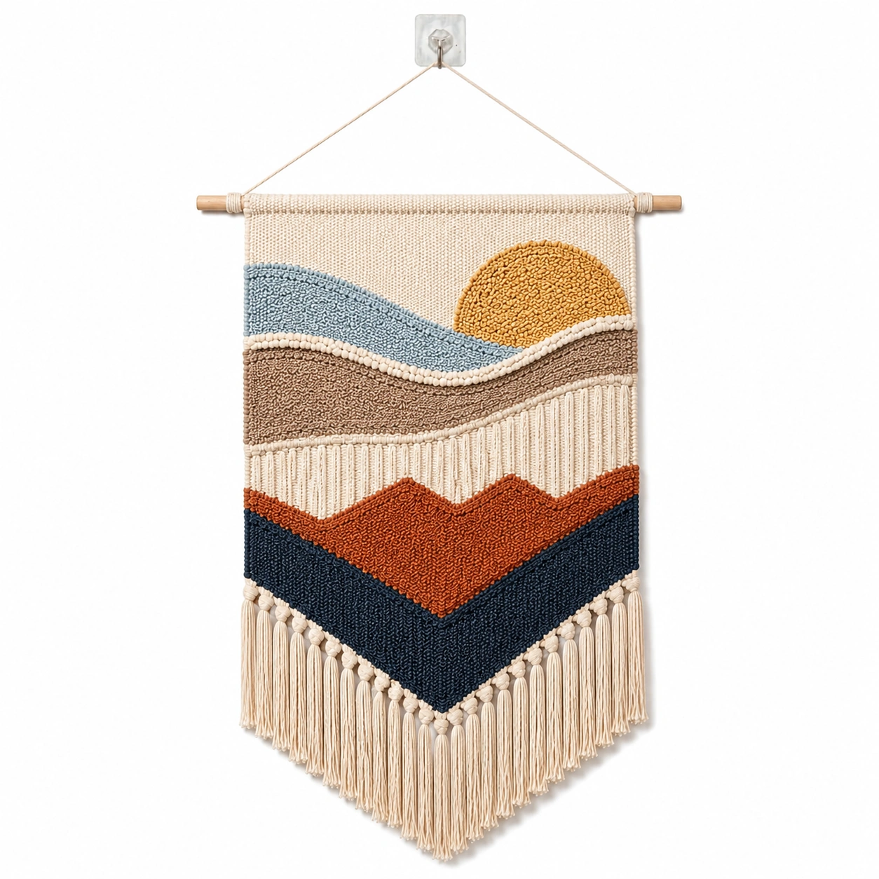 Arazzo da Parete Multicolore con Tramonto e Montagne-DECOZENTA