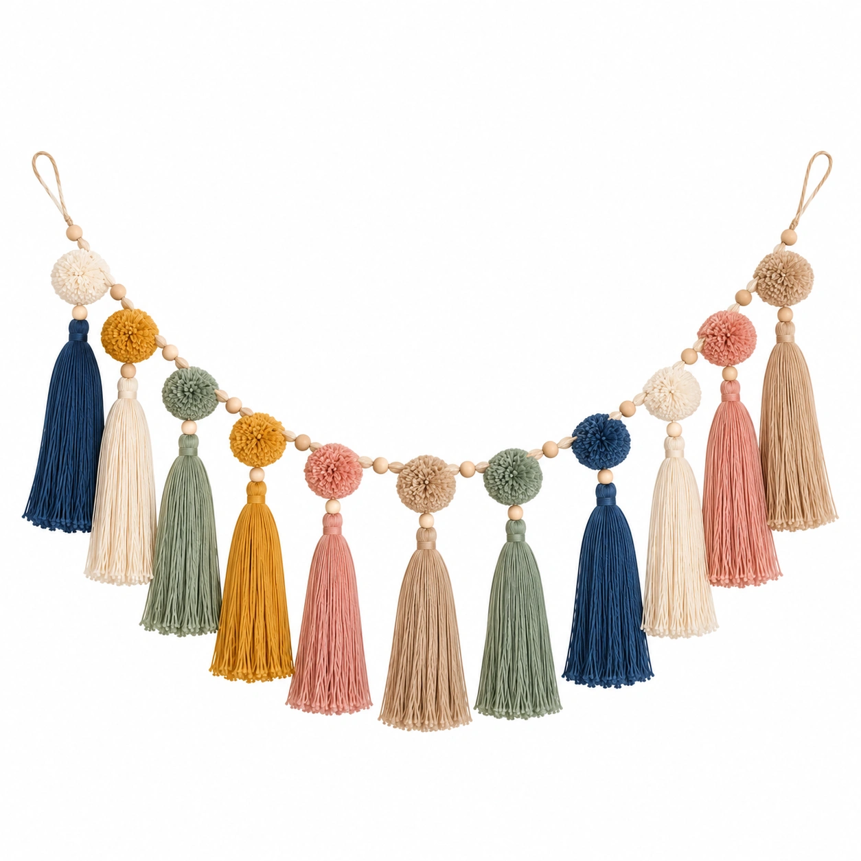 Ghirlanda Decorativa Multicolore con Napponi e Pompom-DECOZENTA