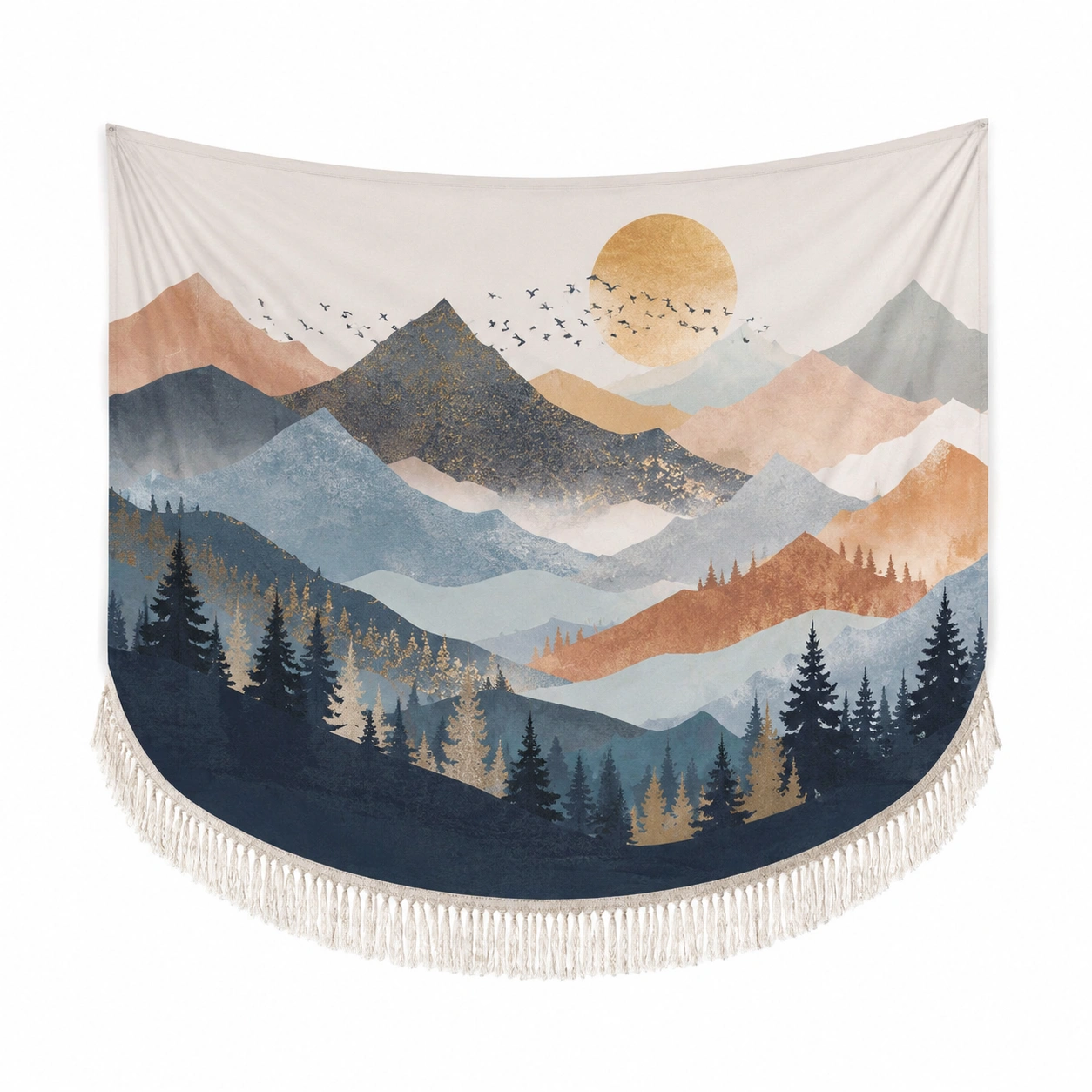 Arazzo Decorativo Montagna con Sole 150x130 cm-XORDELVIX