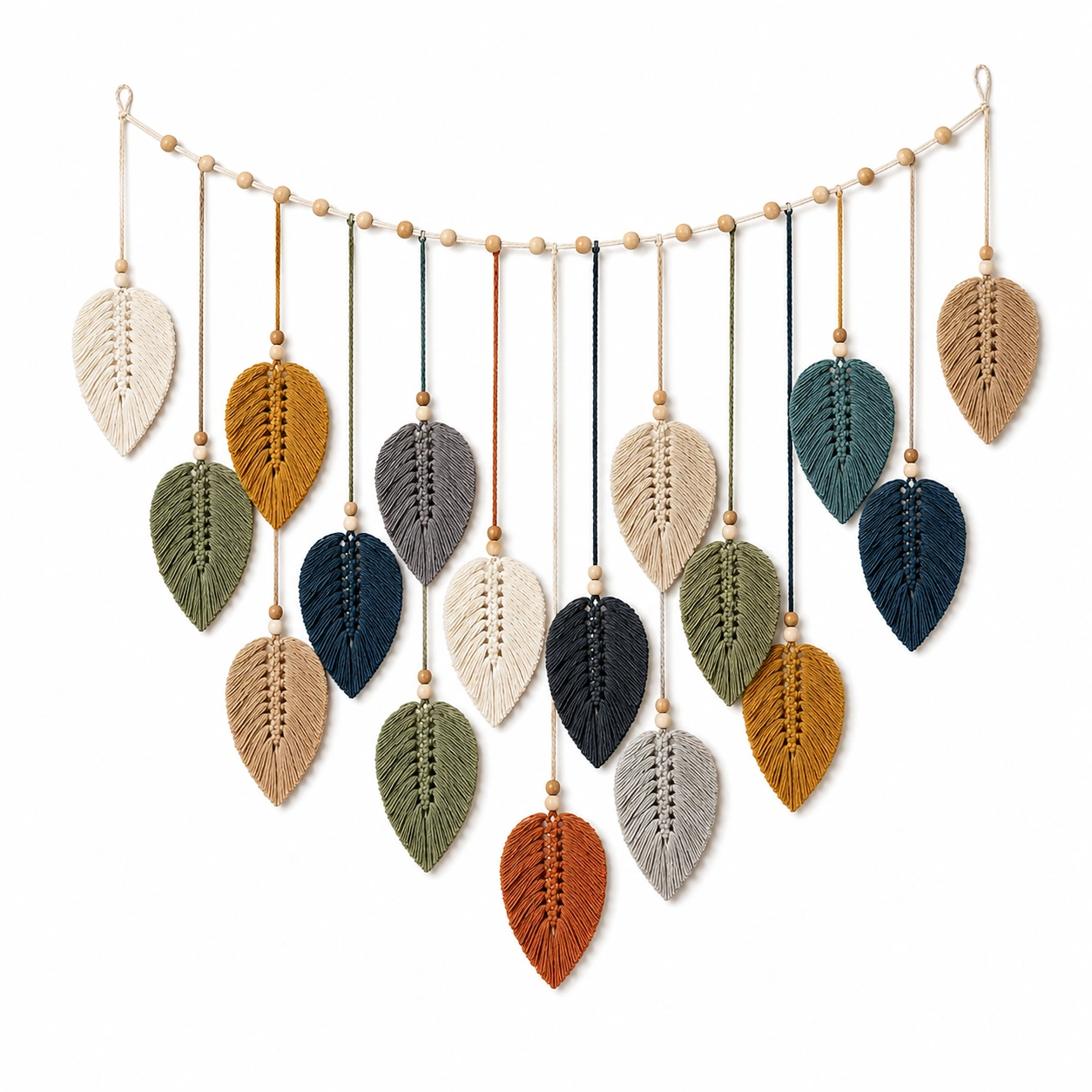 Decorazione da Parete in Macramè Foglie Multicolore 100x75cm-XORDELVIX