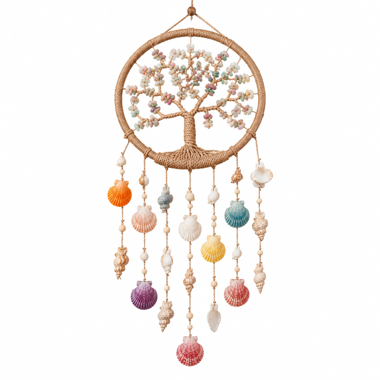 Acchiappasogni con Conchiglie e Albero della Vita Multicolore-TRELMAVIX