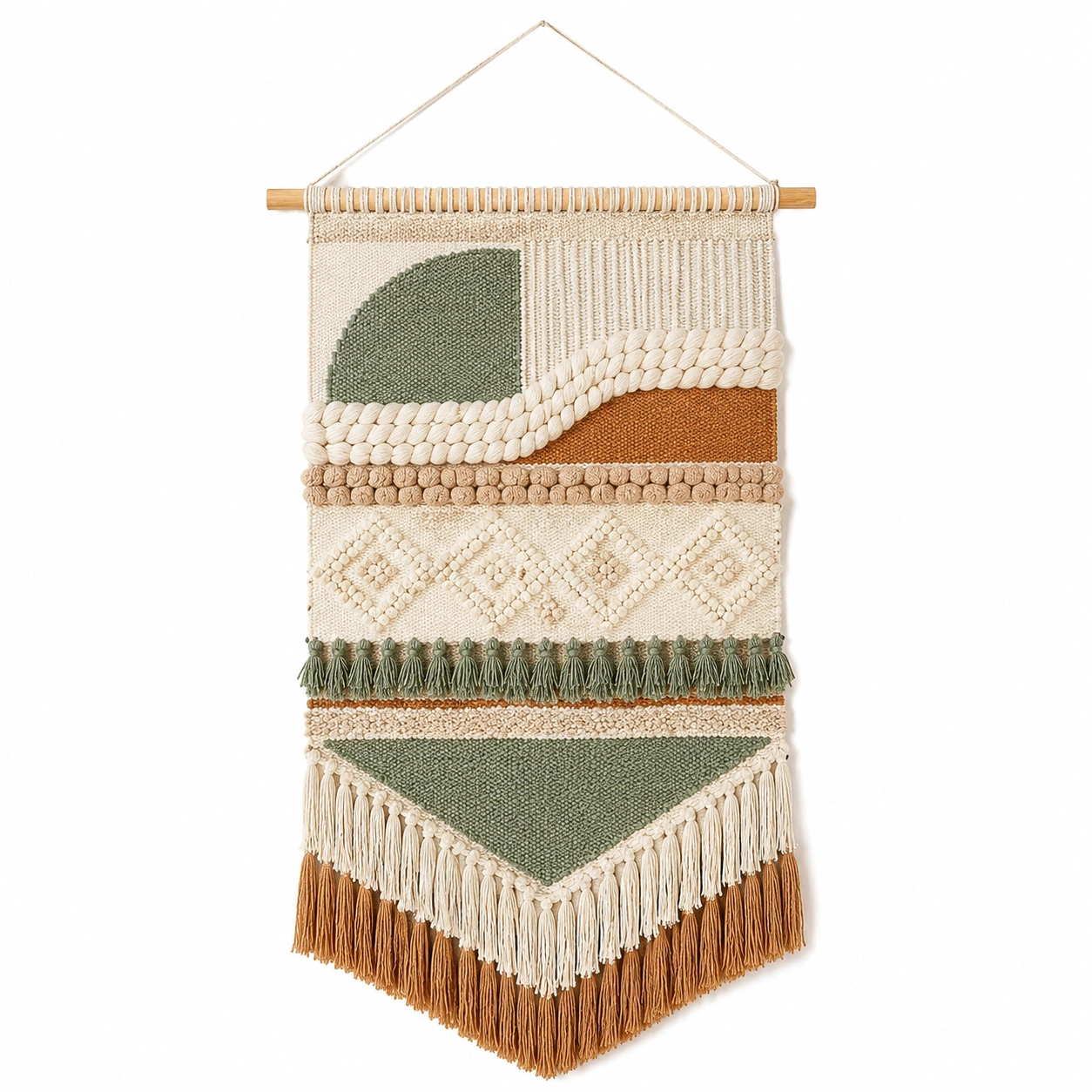 Arazzo da parete Boho verde e ruggine-TRELMAVIX