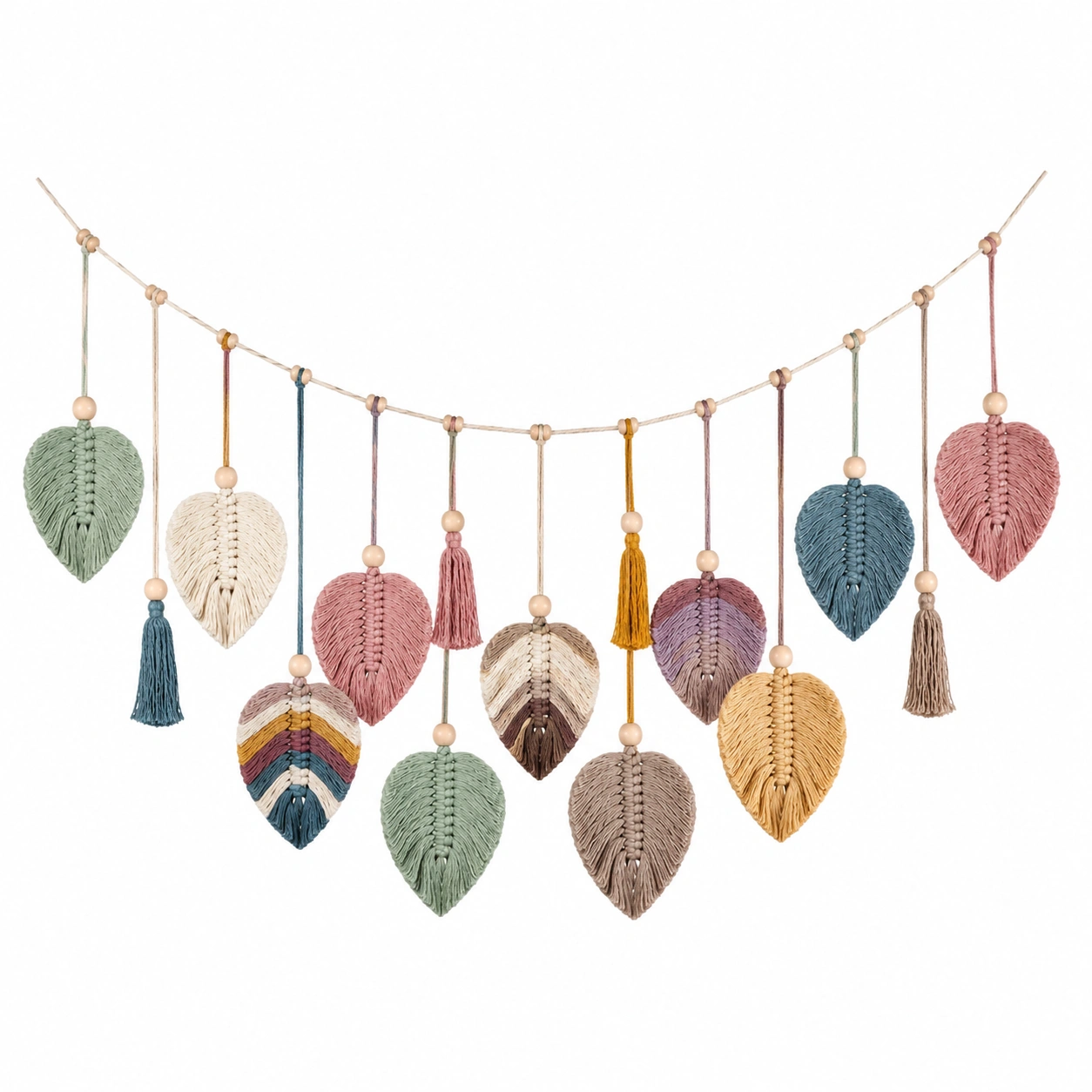 Ghirlanda Decorativa con Foglie Intrecciate in Stile Bohémien Multicolore-TRELMAVIX