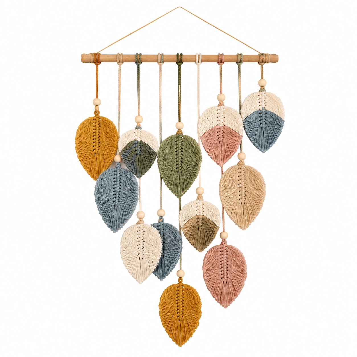Arazzo Decorativo in Macramè con Foglie Multicolori-TRELMAVIX
