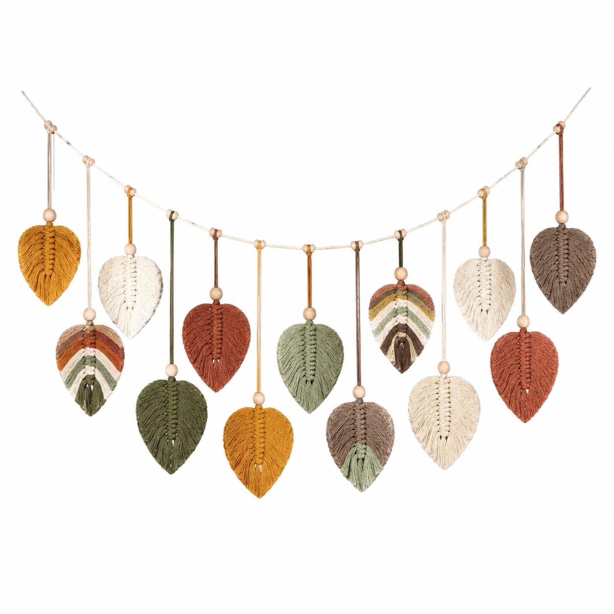 Ghirlanda Decorativa in Macramè a Foglie Multicolori-TRELMAVIX