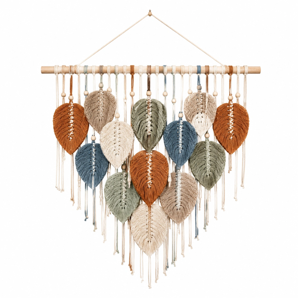 Arazzo Decorativo Macramè con Foglie Multicolori-TRELMAVIX