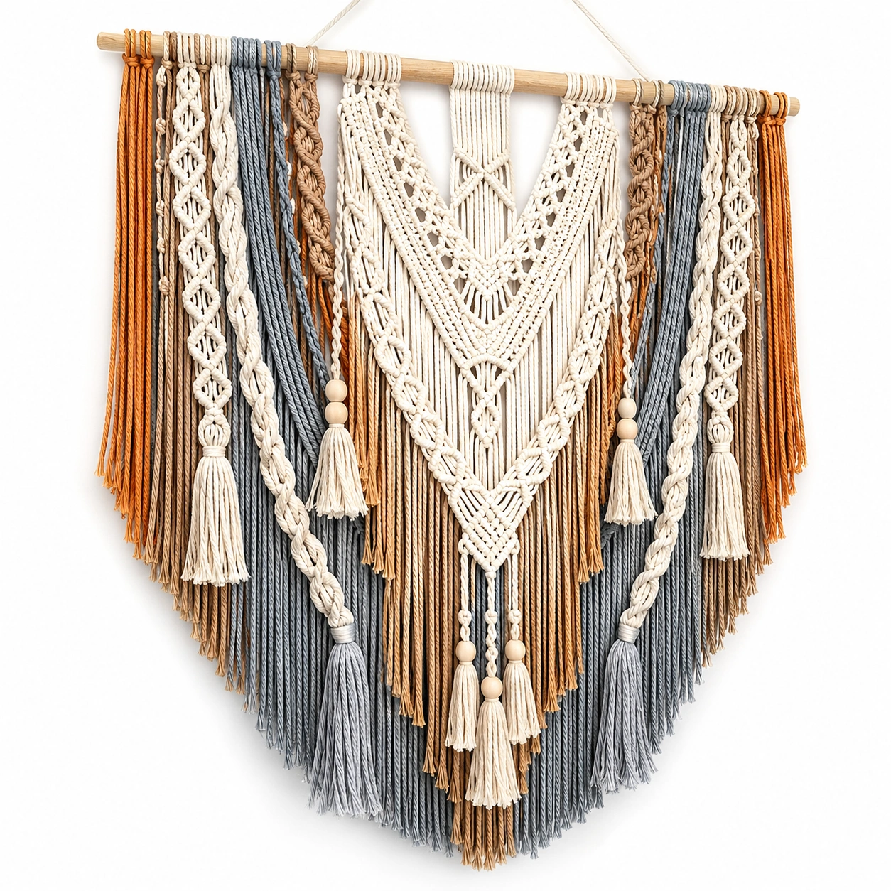 Arazzo Macramè Decorativo da Parete Stile Boho 100x80cm Multicolore-TRELMAVIX
