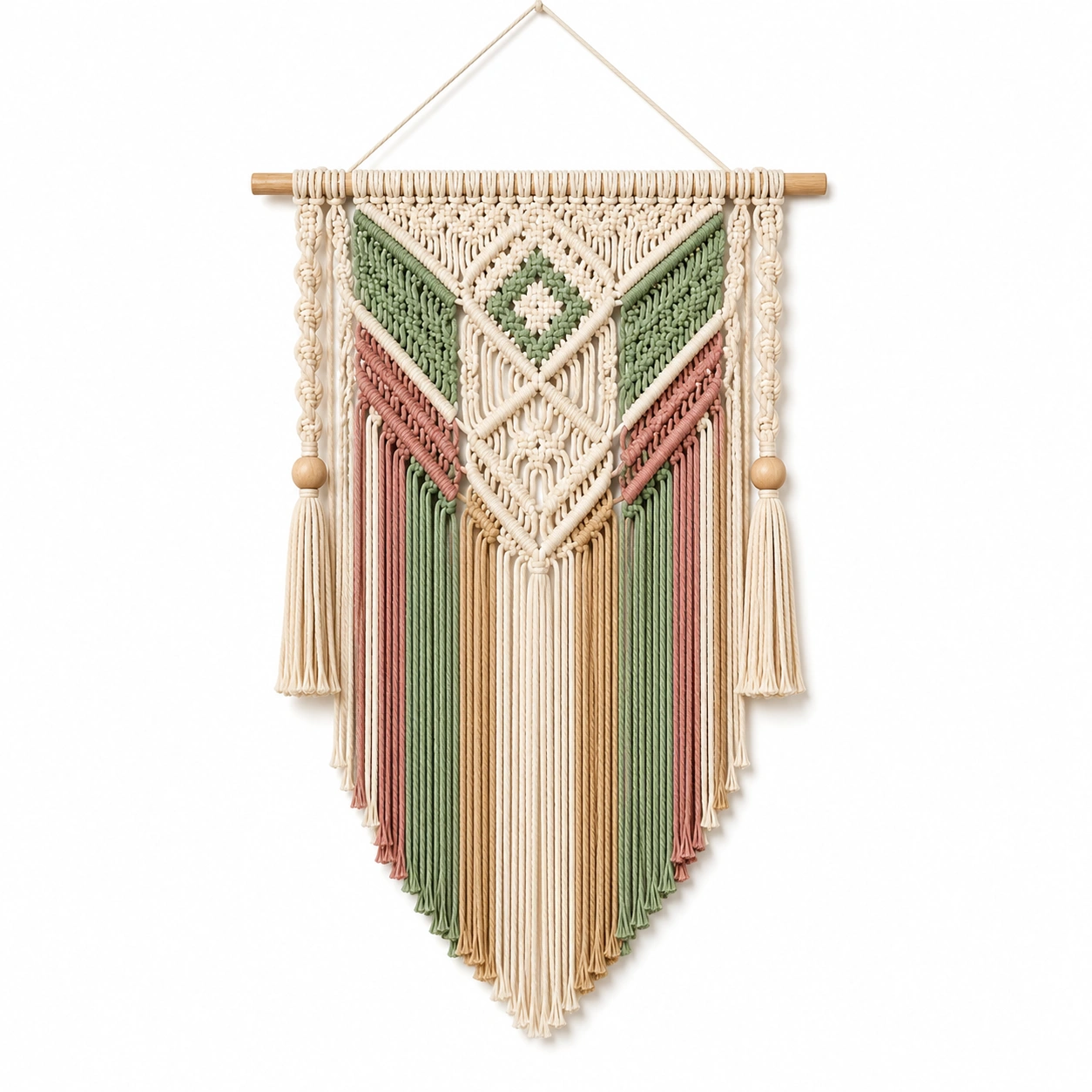 Arazzo da Parete in Macramè Bohemien Multicolore 50x80 cm-TRELMAVIX