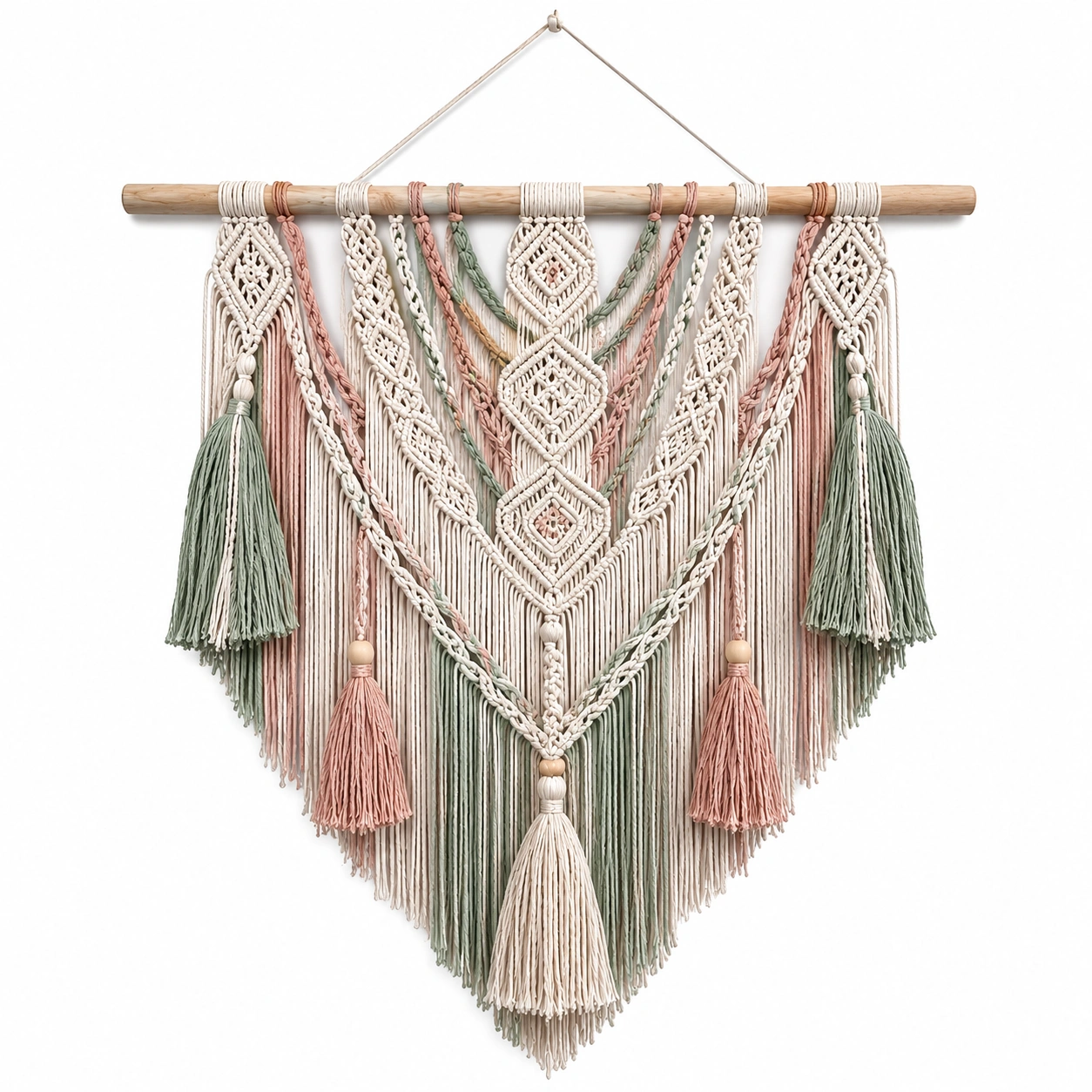 Arazzo da Parete Macramè Multicolore con Nappe-TRELMAVIX