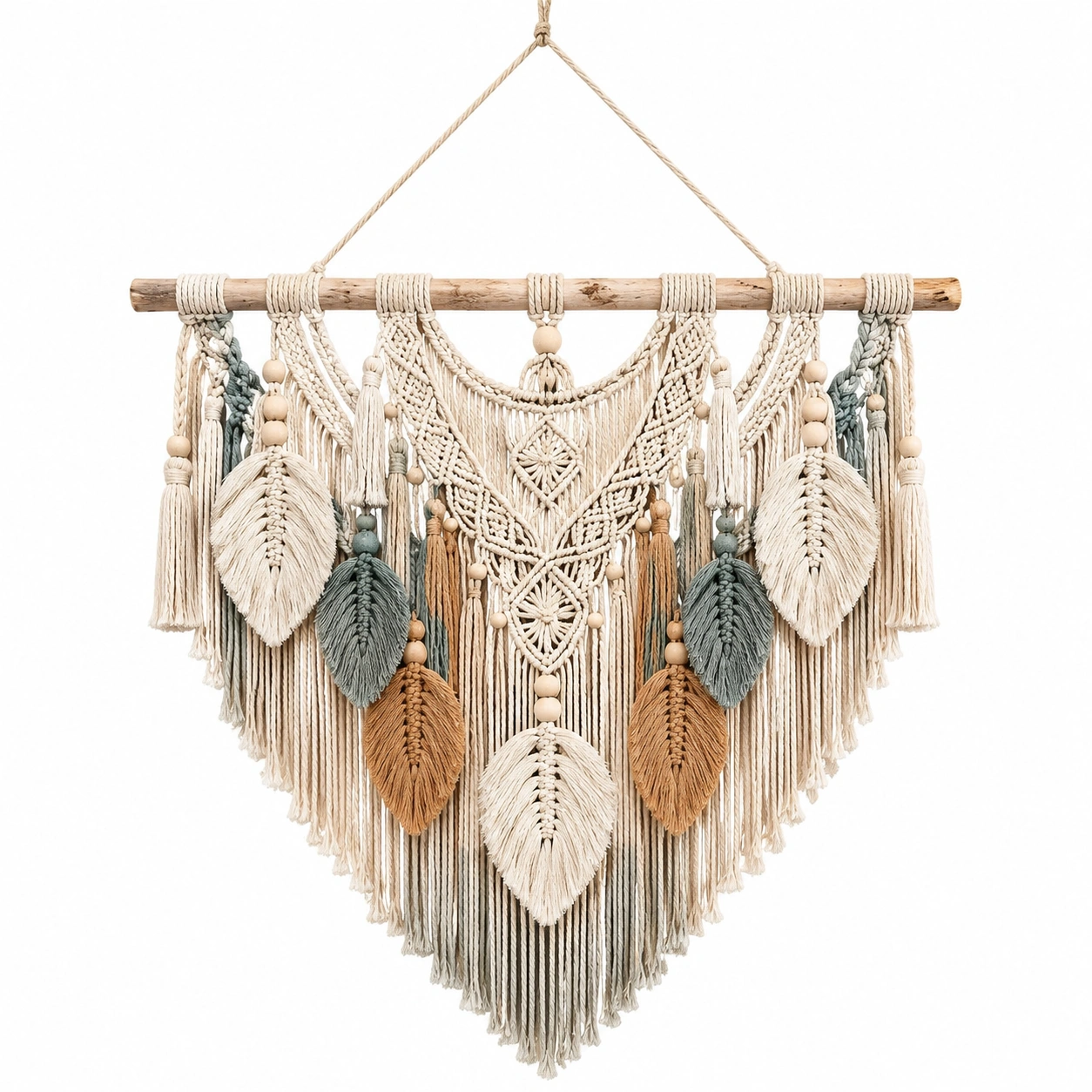 Arazzo Macramè Boho Panna Beige Grigio Marrone-TRELMAVIX