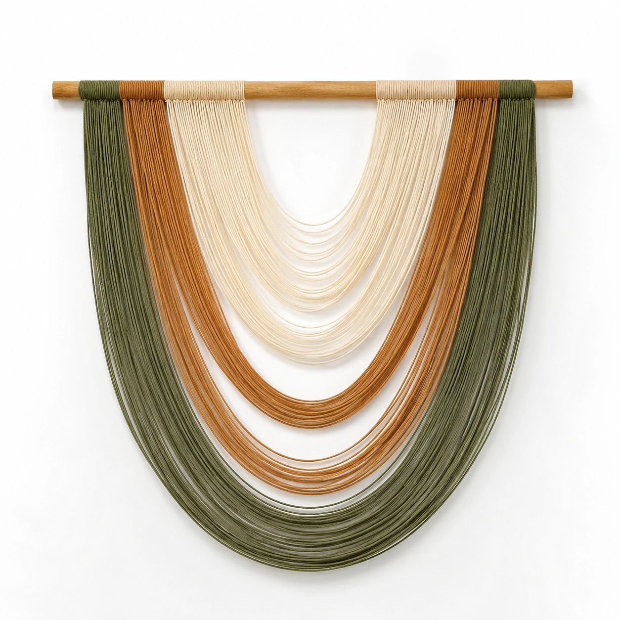 Arazzo Decorativo da Parete in Macramè Verde Oliva, Marrone e Beige-TRELMAVIX