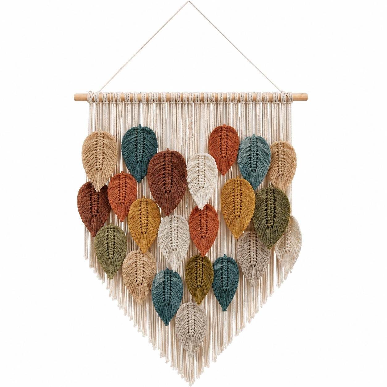 Arazzo da Parete in Macramè con Foglie Multicolori 45x80 cm-BRENQORIX