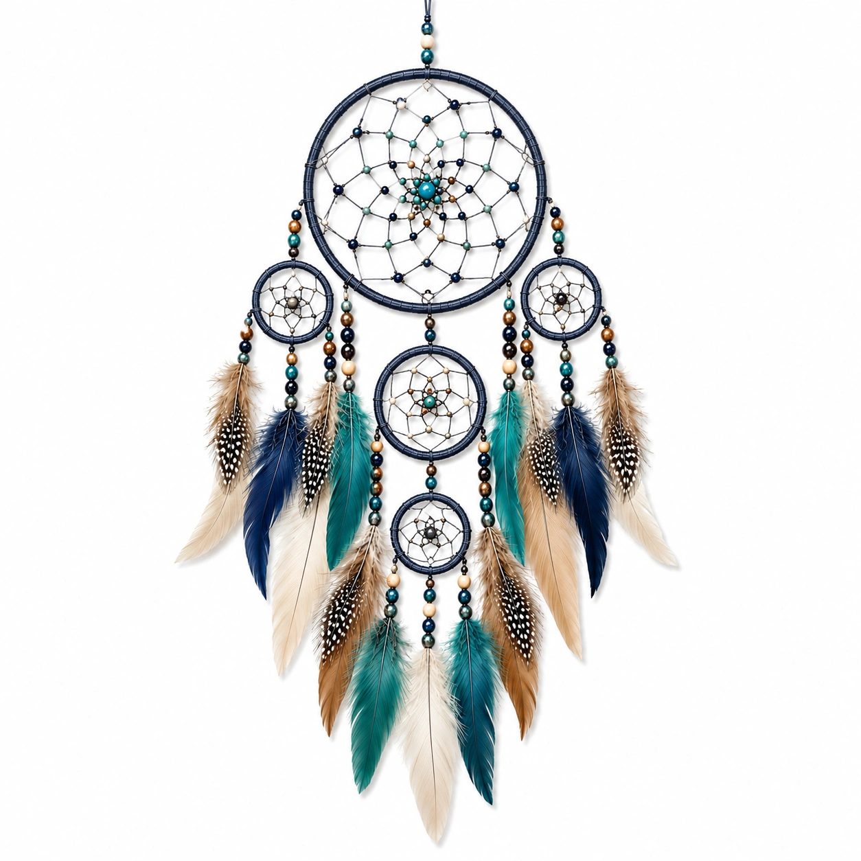 Acchiappasogni Boho Multicolore con Piume e Perline-BRENQORIX
