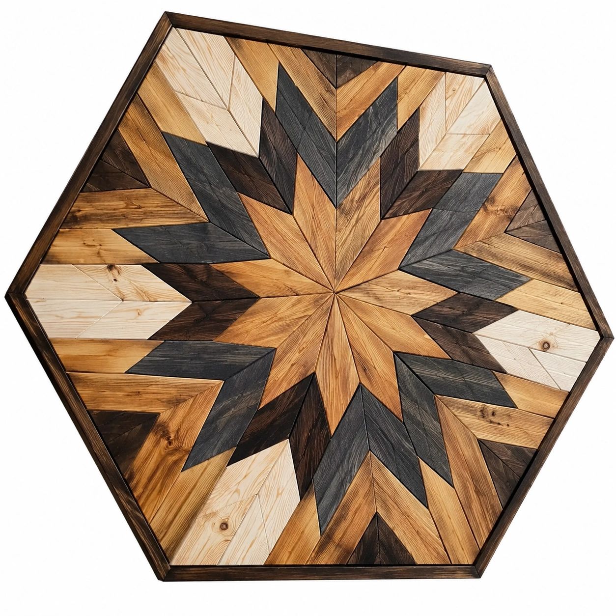 Decorazione da Parete Esagonale in Legno Stile Stella-BRENQORIX