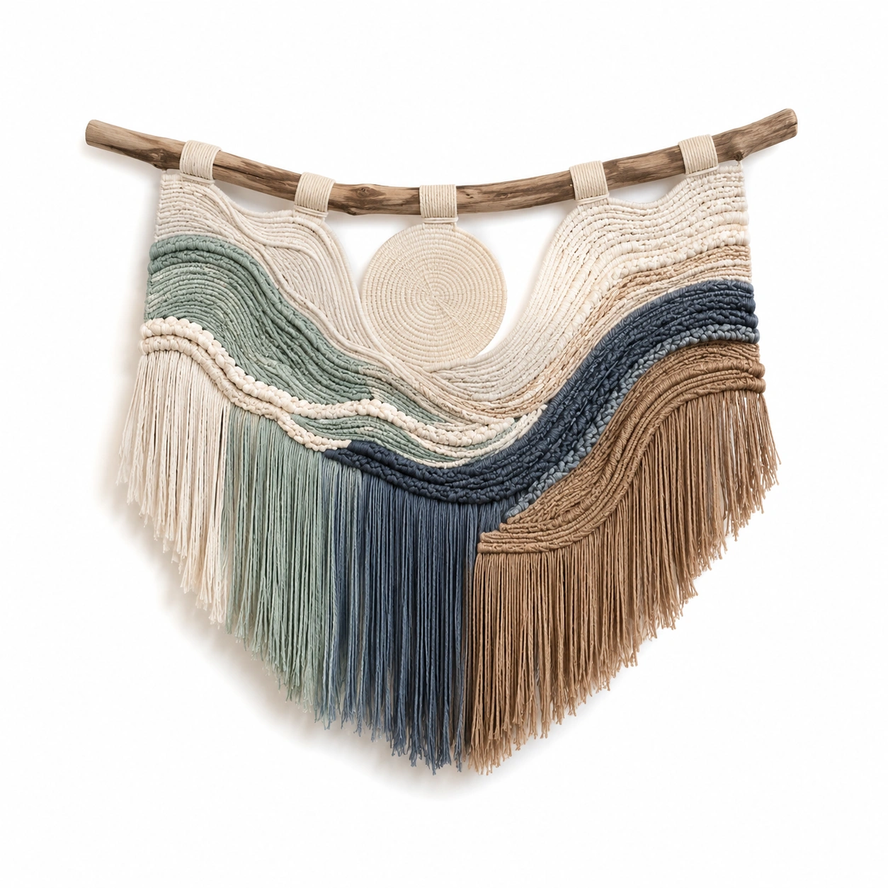 Arazzo da Parete Macramè Boho Multicolore, Beige/Verde/Blu/Marrone-BRENQORIX