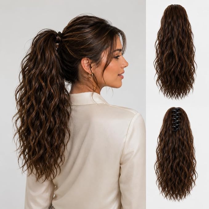 SISIYUYU Human Hair Ponytail Extension, 12 Inch, 70g, Matte Natural Voluminous Pony Tail Hairpiece, Claw Clip Quick Volume - image 7