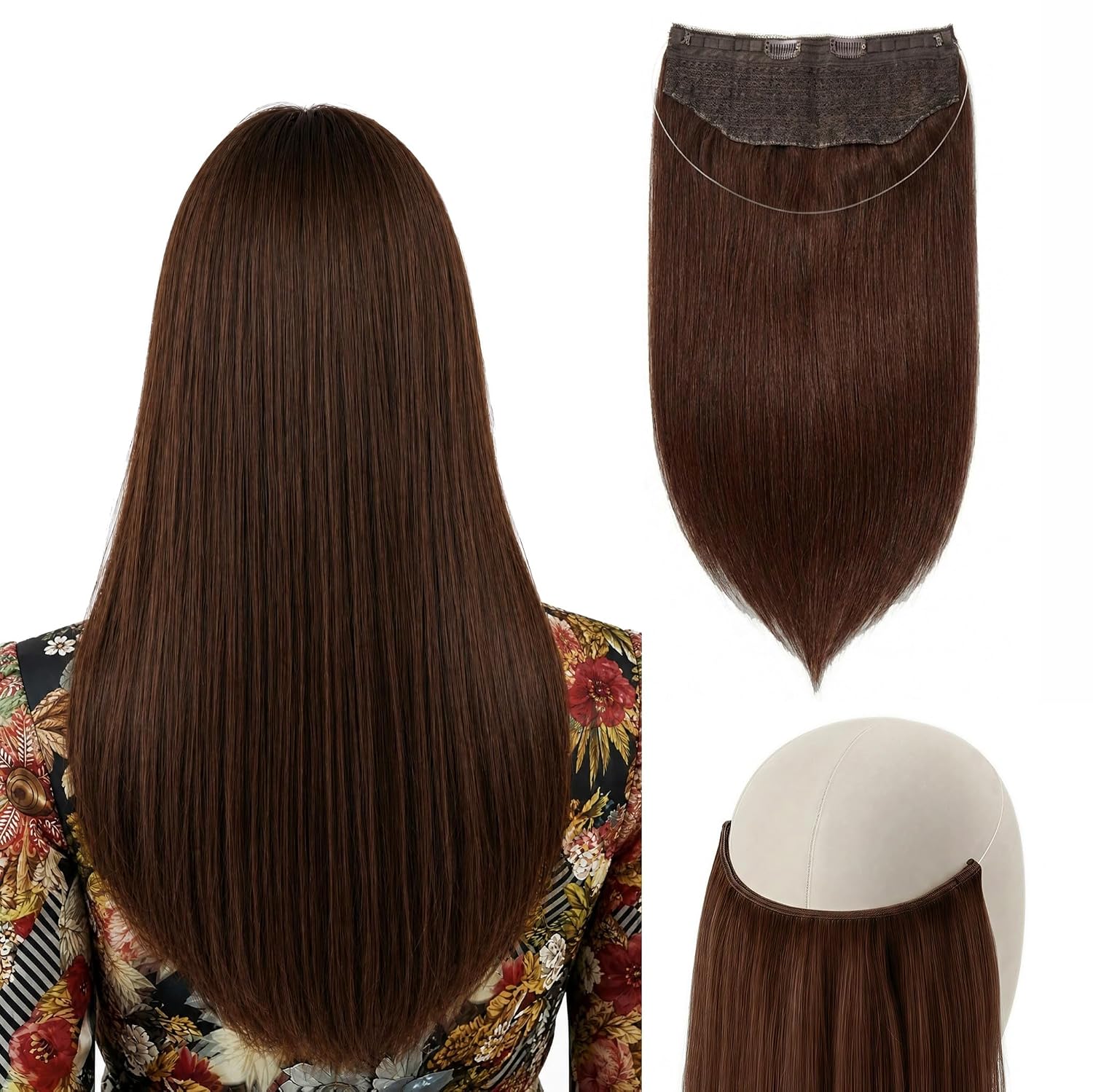 SISIYUYU Lightweight Halo Human Hair Extensions