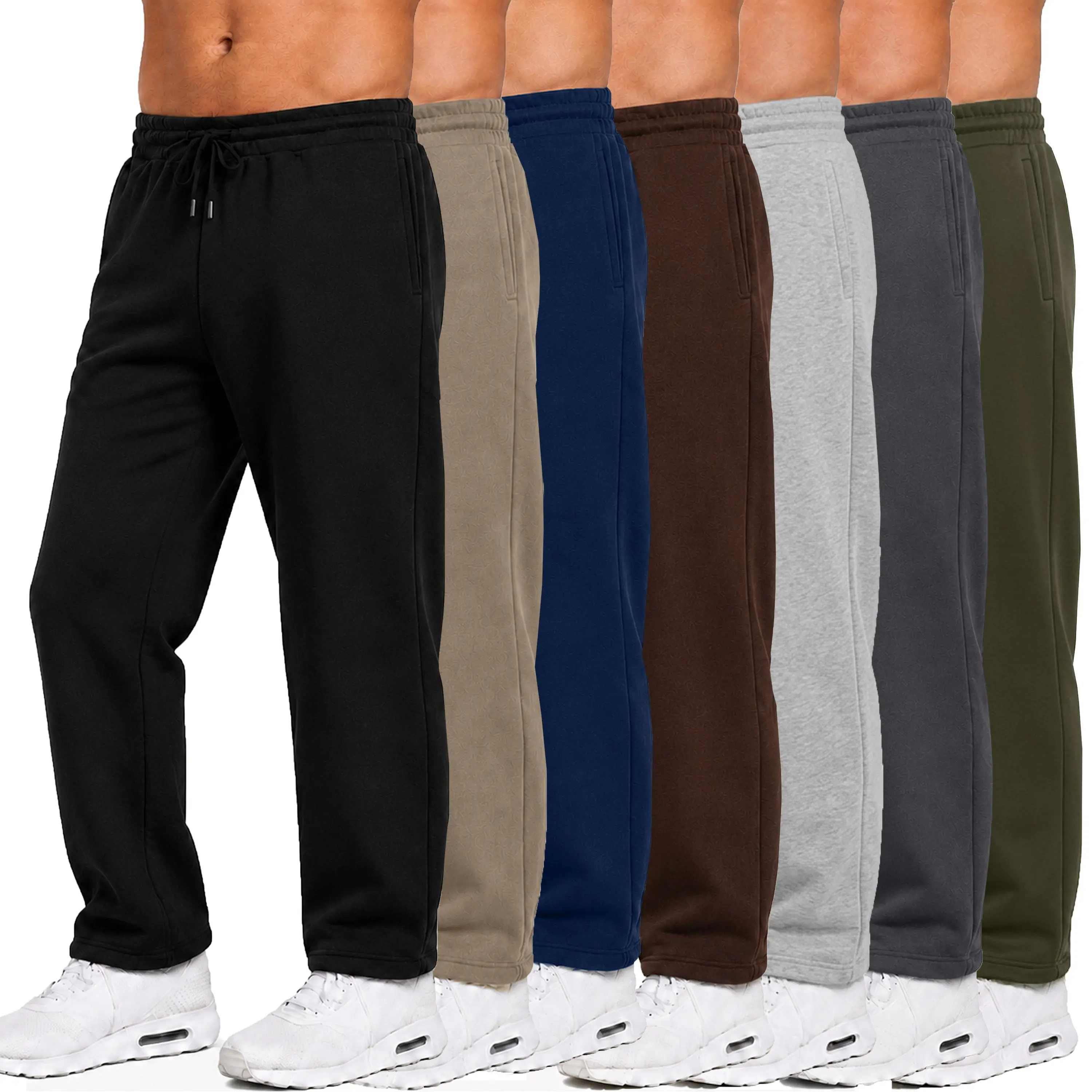Men's Heavyweight Fleece Sweatpants 3-Pack Open Bottom Comfortable Fit