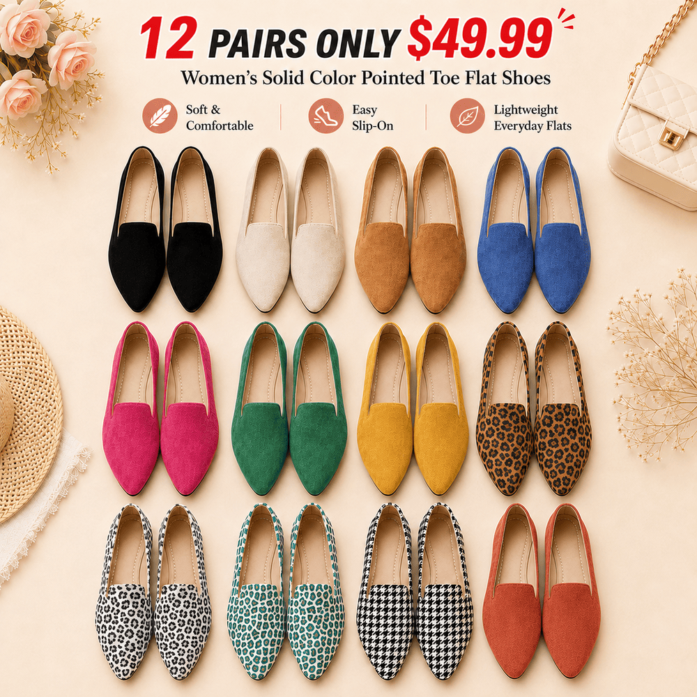 Women's Solid Color Pointed Toe Flat Shoes