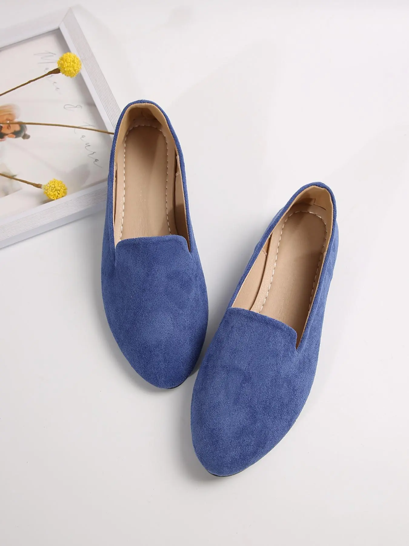 Women's Solid Color Slip-On Flat Shoes for Work