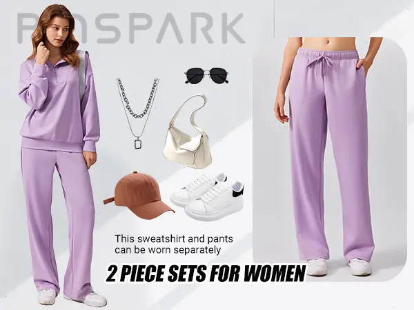 Pinspark Women's 2-Piece Thin Sports Set - Long-Sleeved Half-Zip Cardigan Sweatshirt & Sports Pants, Runs Large, Tops for Women, Stylish Wear, Everyday Wear, Running, Multiple Colors & Sizes, Stylish Women's Wear