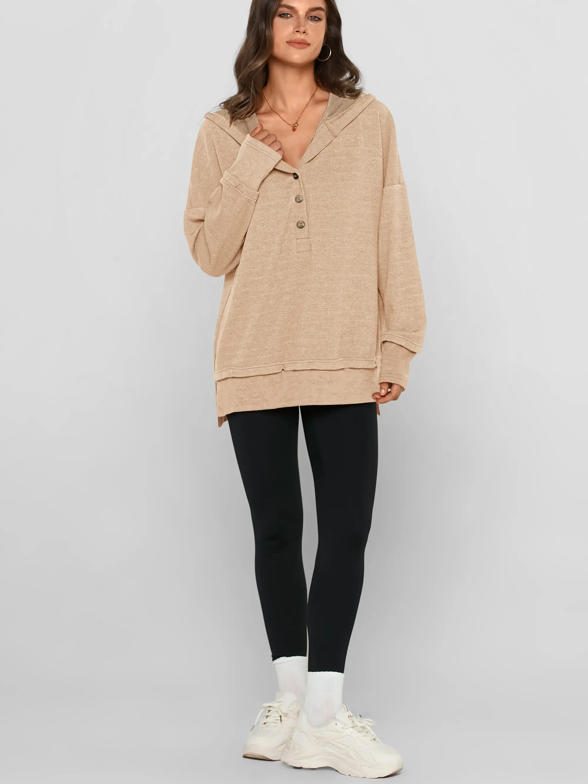 Women's Oversized Hoodie V Neck Sweatshirt