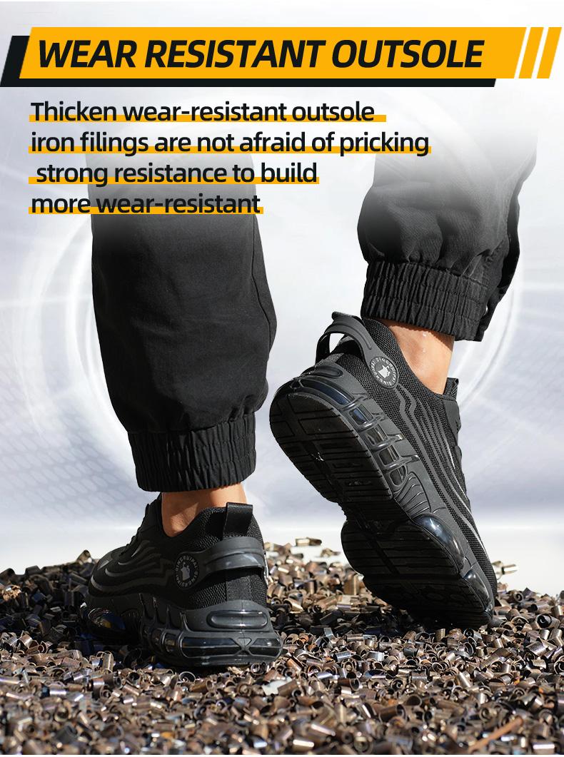 Men's Lace Up Low Top Anti Piercing & Anti Smashing Safety Shoes with Rotating Button, Casual Comfortable Breathable Contrast Mesh Work Shoes, Contrast Mesh Design Anti-slip Shoes for Outdoor Work, Working Shoes