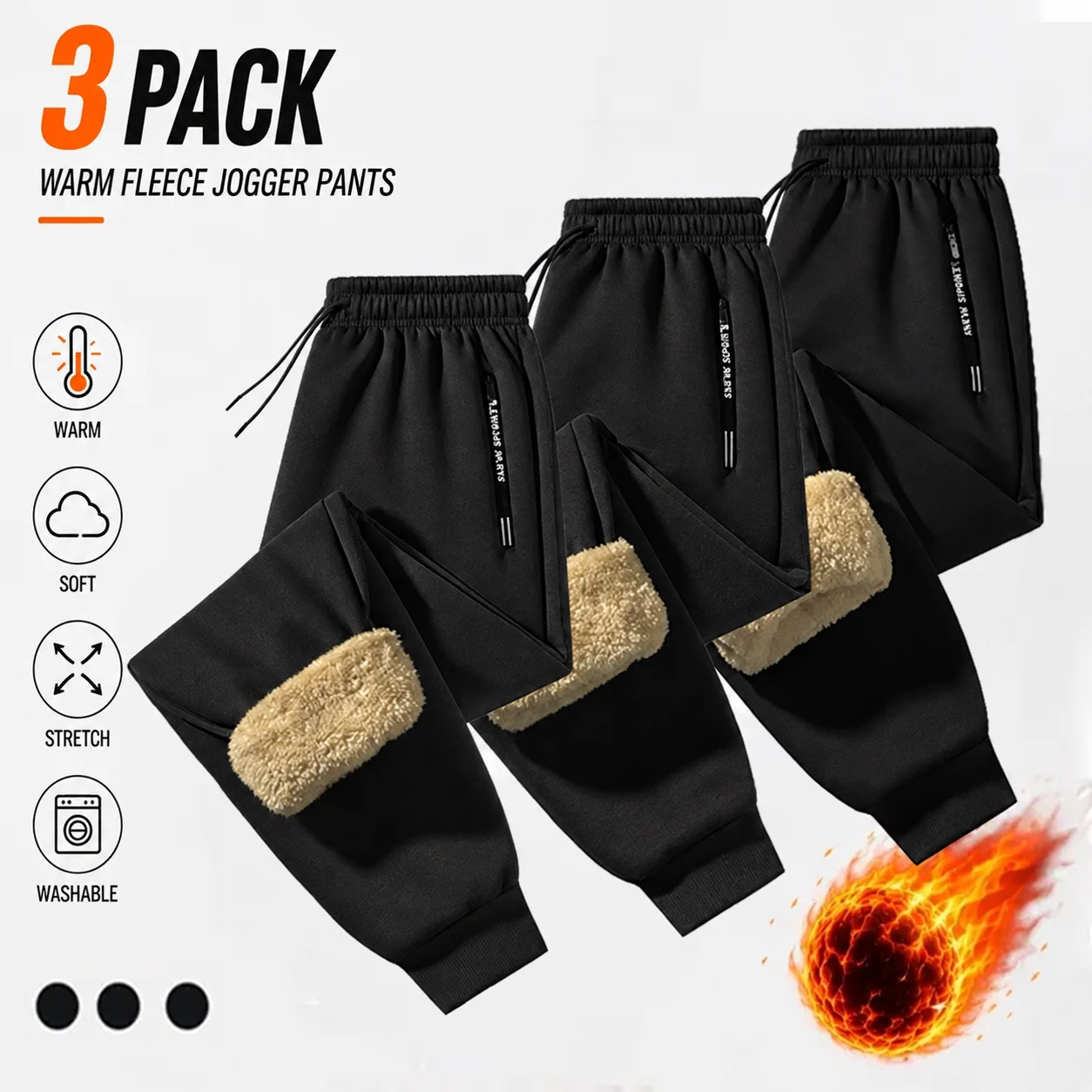 Women's Polar Fleece Thermal Joggers with Thick Warm Lining