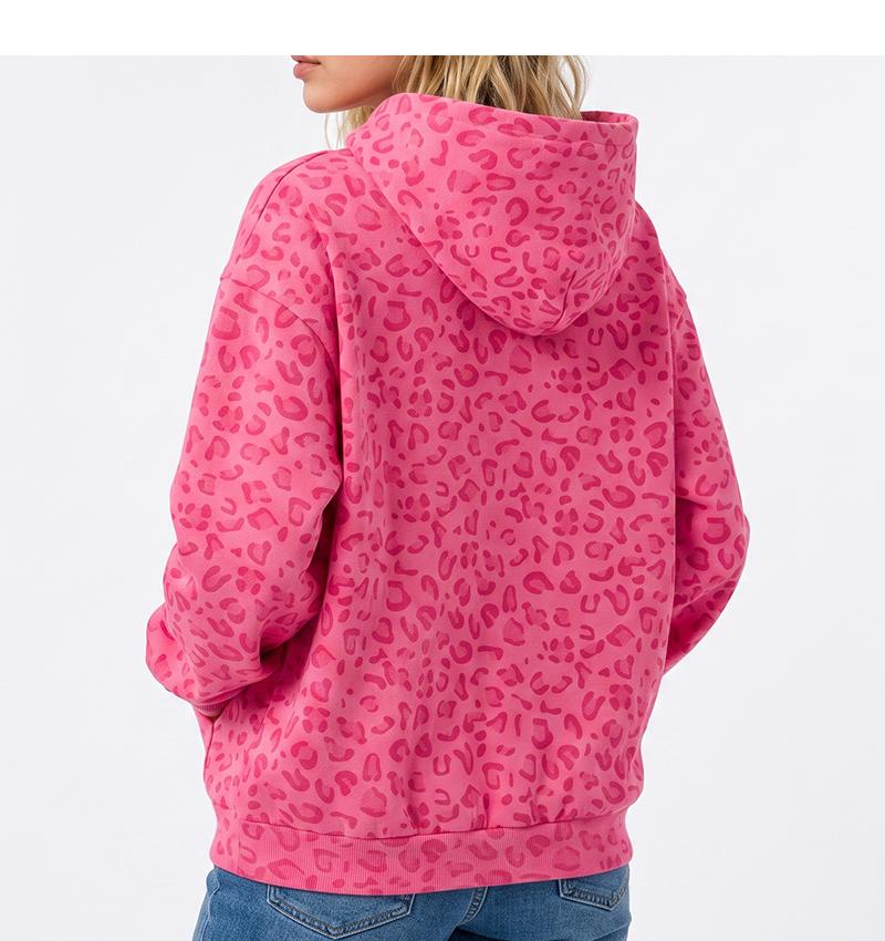 Men&rsquo;s and women&rsquo;s autumn/winter leopard-print hooded sweatshirt, loose and versatile, kangaroo pocket long-sleeve hoodie, suitable for daily commuting and outdoor activities