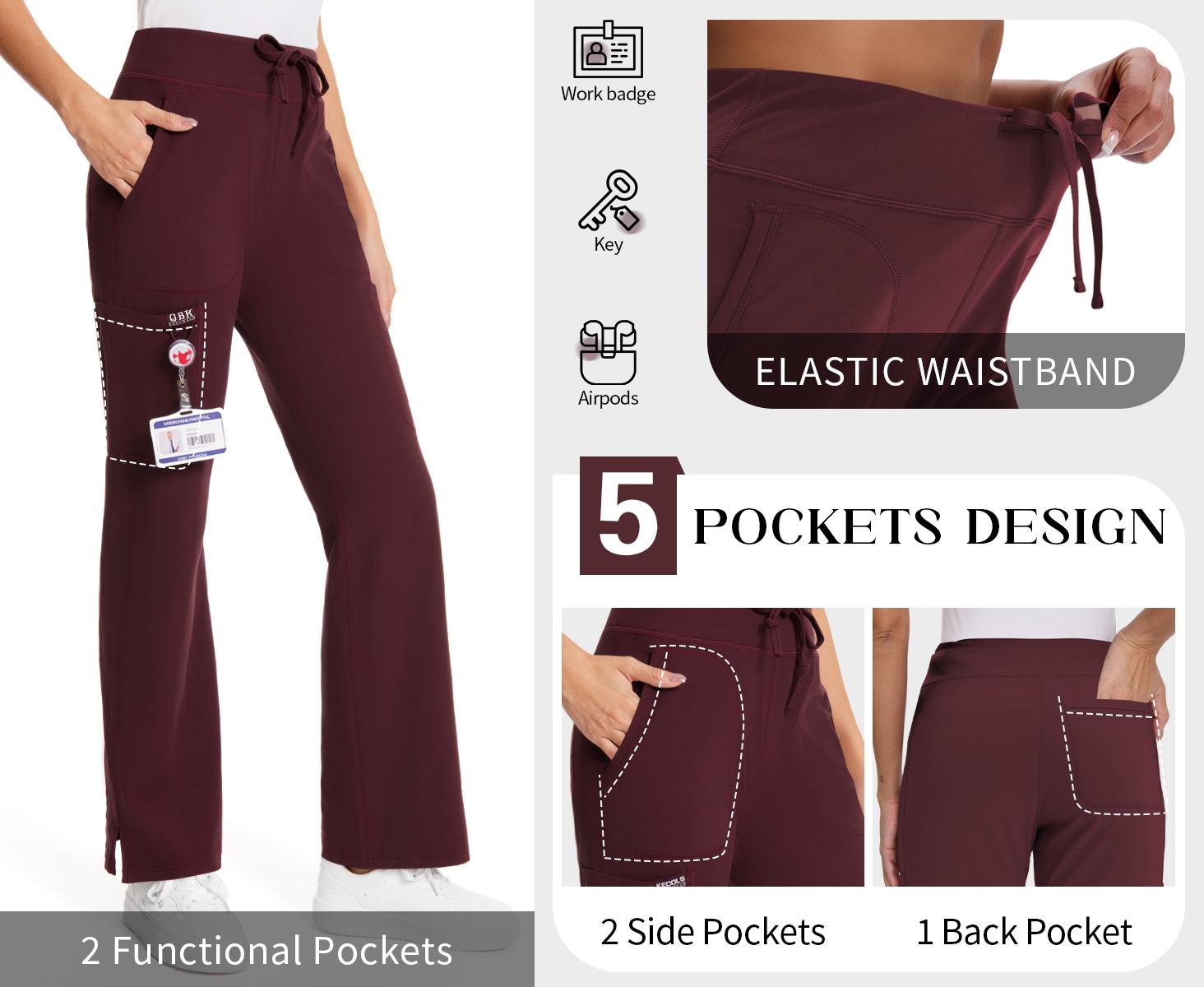 Yoga Scrub Pants for Women - 4-Way Stretch Work Pants with 5 Pockets (1 Cargo), Mid Rise Flared Fit for Nurses & Healthcare Professionals Casual Trousers Bottom Basic,summerwins Yoga Scrub Pants for Women - 4-Way Stretch Work Pants with 5 Pockets (1 Cargo), Mid Rise Flared Fit for Nurses & Healthcare Professionals Casual Trousers Bottom Basic,summerwins