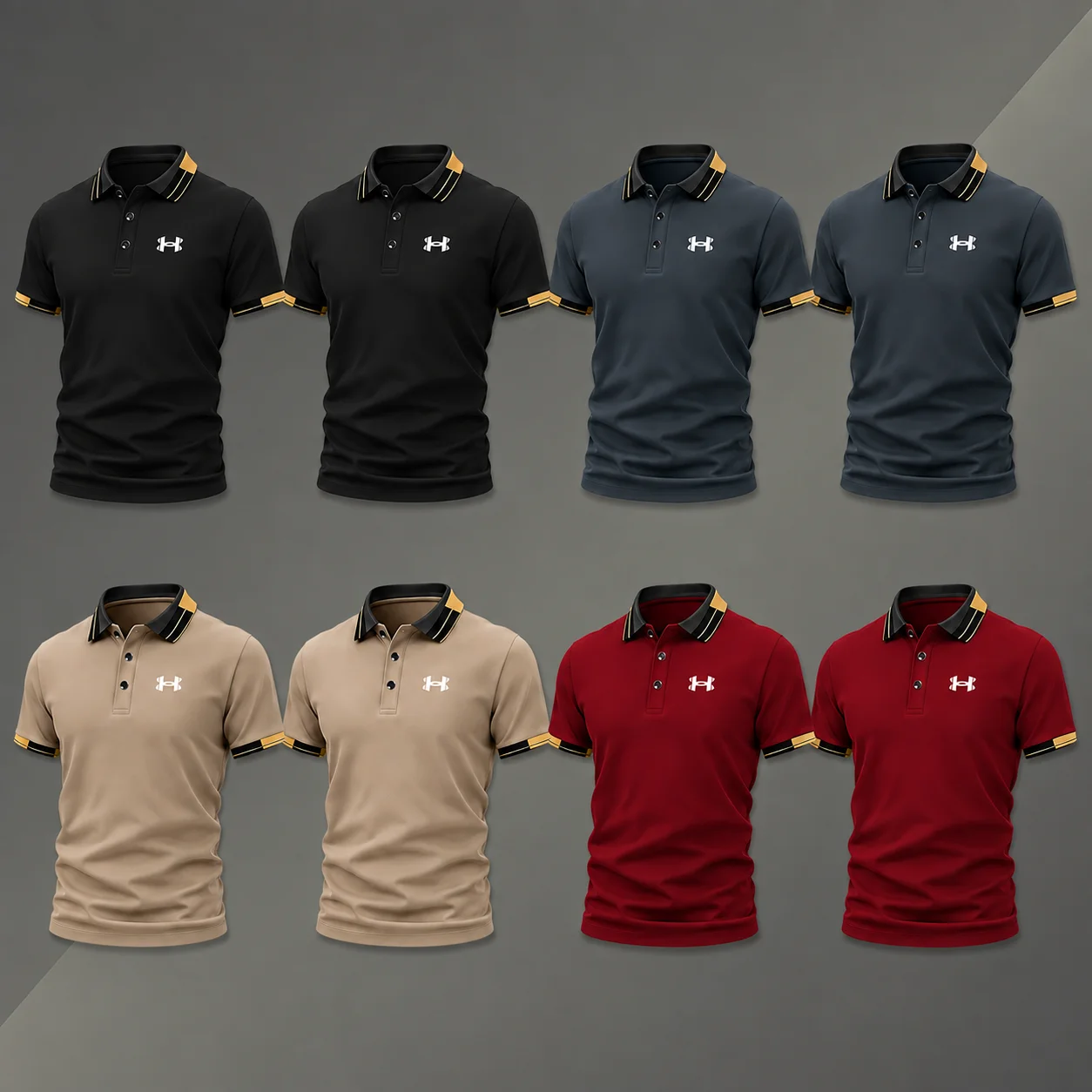 Men's Breathable Stretch Golf Polo Shirts