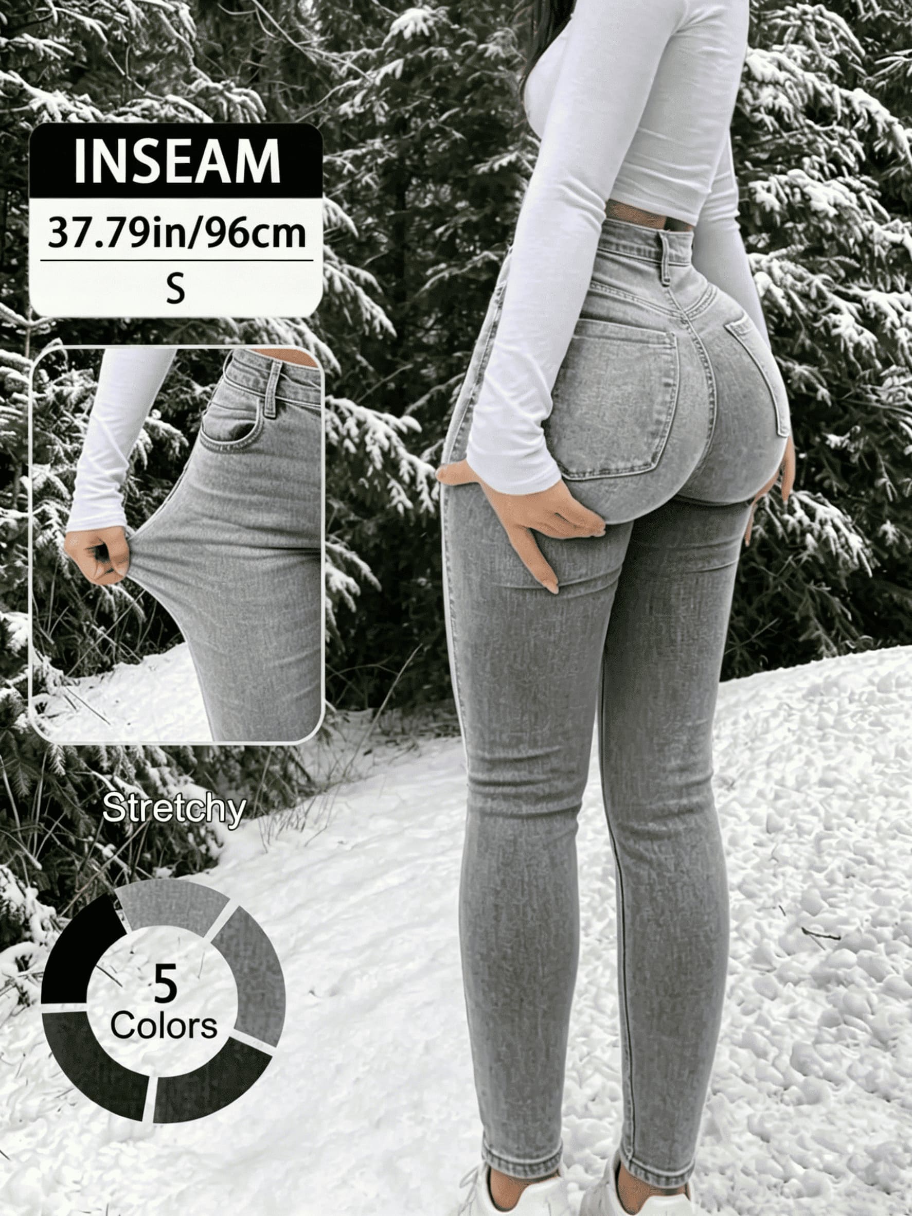 Elegant High Waist Long Skinny Denim Jeans for Women - Image 16