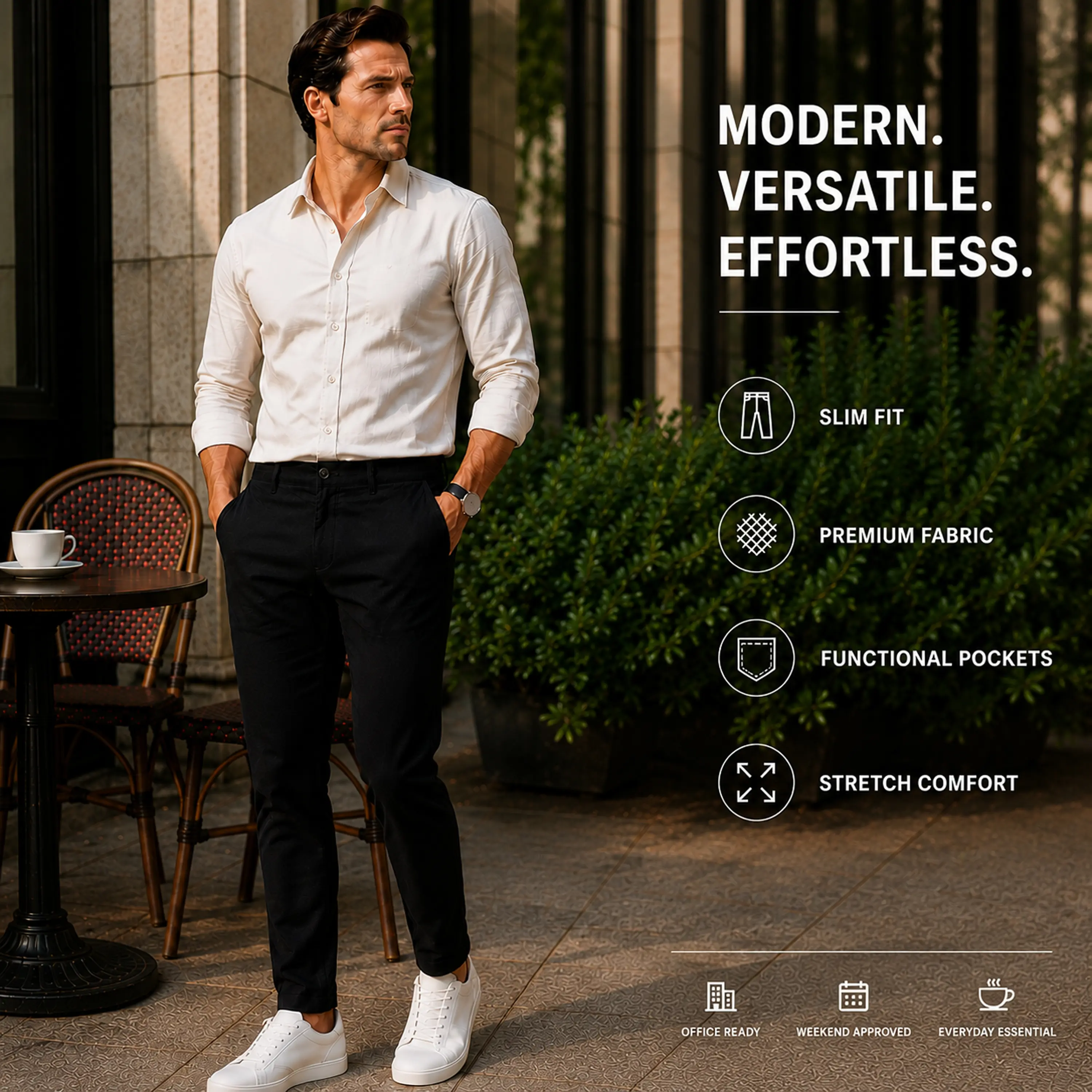 Men's Slim Fit Dress Pants with Flex Stretch Fabric