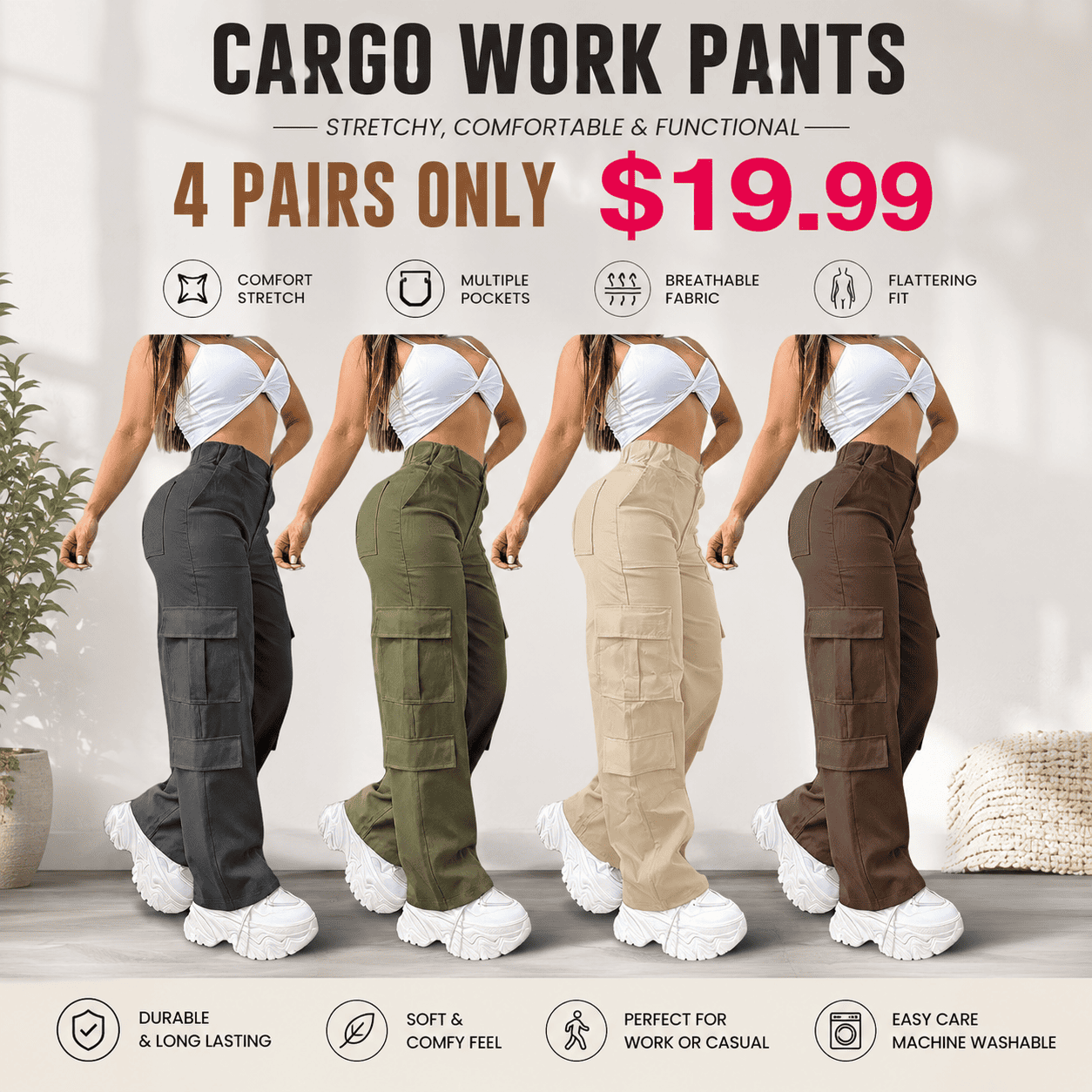 Women's Cargo Work Pants
