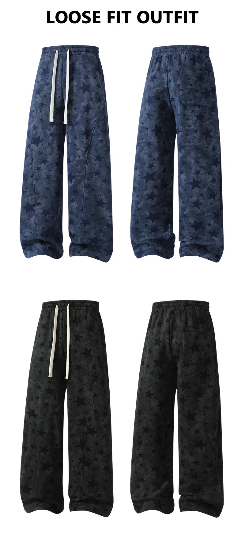 Men's All-Over Star Print Baggy Sweatpants - Loose-Fit Fluid Drape Streetwear Trousers, Machine Washable Male Clothing Sweats for Daily Street Outfits Men's All-Over Star Print Baggy Sweatpants - Loose-Fit Fluid Drape Streetwear Trousers, Machine Washable Male Clothing Sweats for Daily Street Outfits