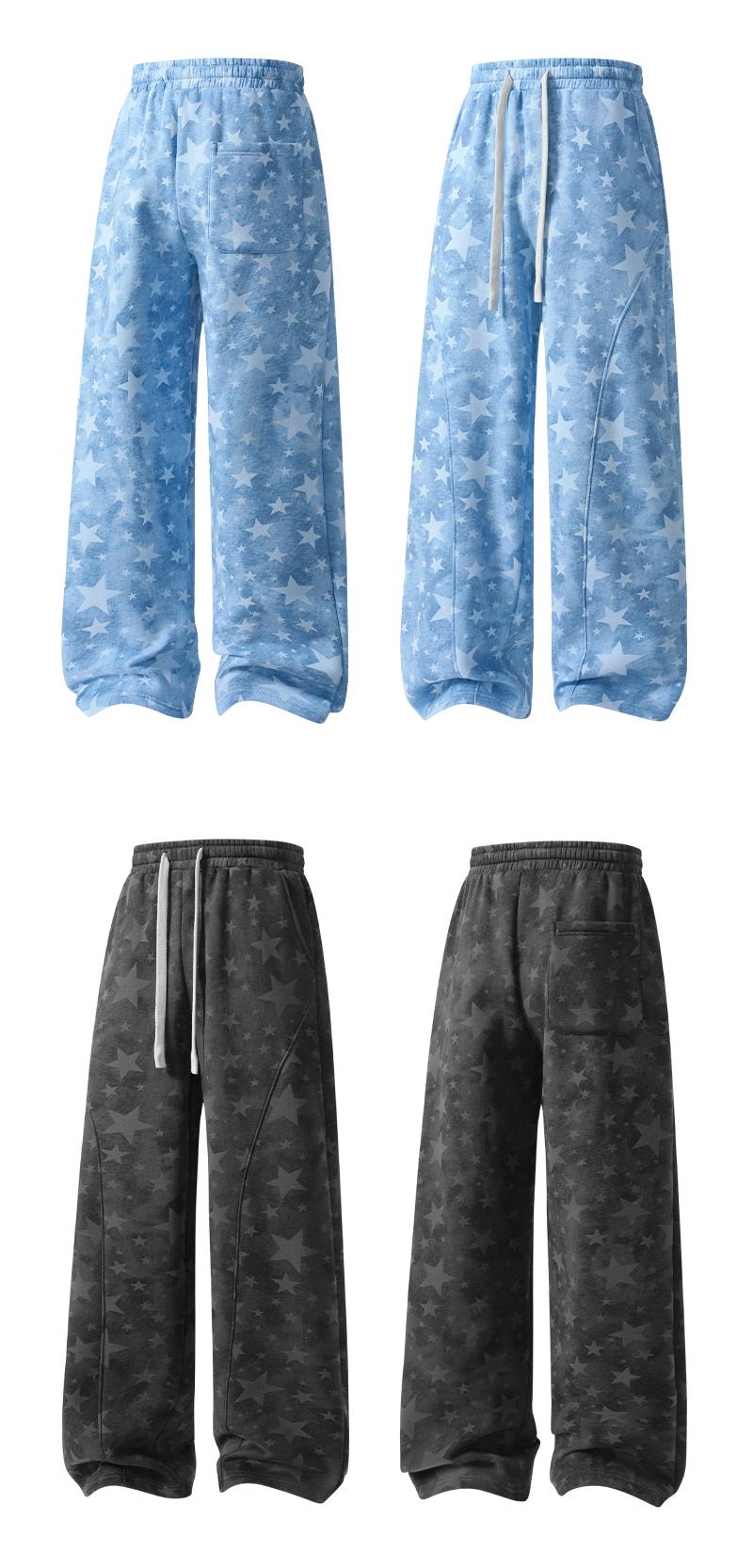 Men's All-Over Star Print Baggy Sweatpants - Loose-Fit Fluid Drape Streetwear Trousers, Machine Washable Male Clothing Sweats for Daily Street Outfits Men's All-Over Star Print Baggy Sweatpants - Loose-Fit Fluid Drape Streetwear Trousers, Machine Washable Male Clothing Sweats for Daily Street Outfits
