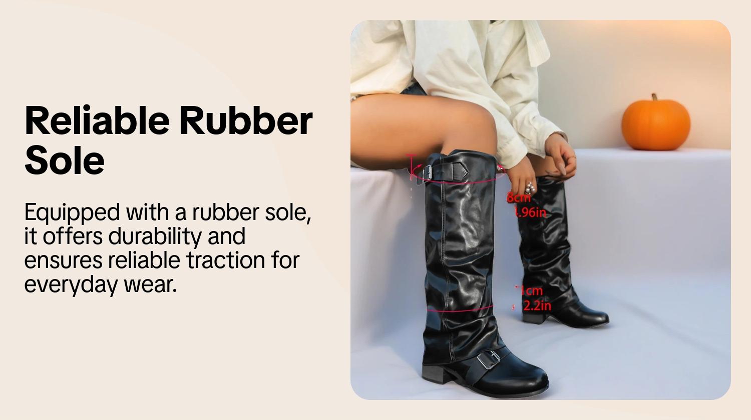 Women's Fashion Faux Leather Low Heel Boots, Casual Belted Knee High Boots, Round Toe Rubber Sole, Fall & Winter Style, Pull On Boots, Trendy Boots, Boots Shoes Women's Fashion Faux Leather Low Heel Boots, Casual Belted Knee High Boots, Round Toe Rubber Sole, Fall & Winter Style, Pull On Boots, Trendy Boots, Boots Shoes