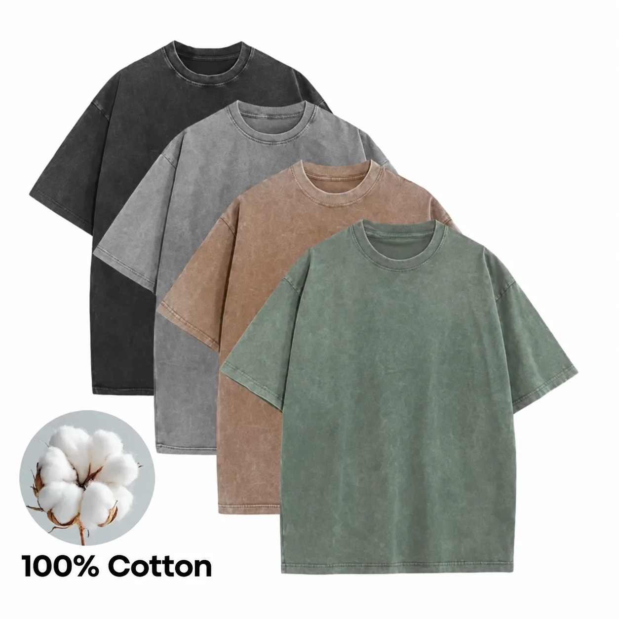 Unisex Distressed Washed 100% Cotton Oversized T-Shirts