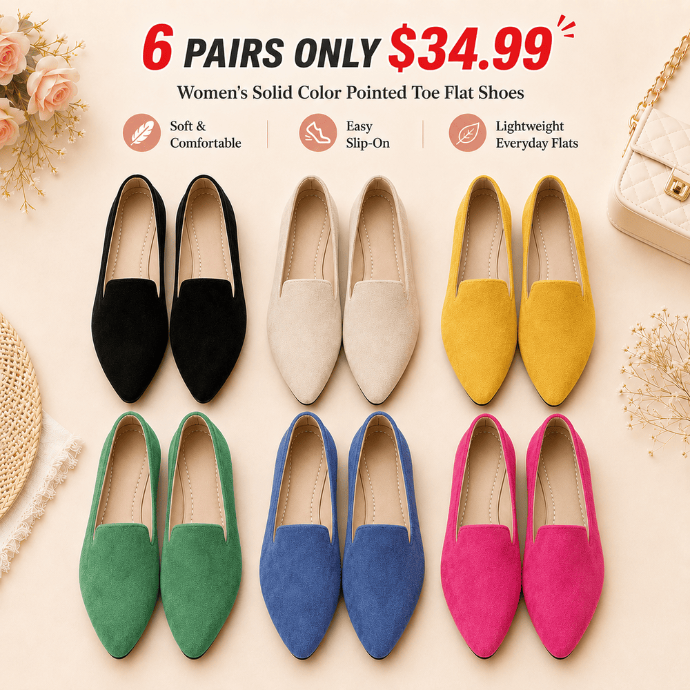 Women's Solid Color Pointed Toe Flat Shoes