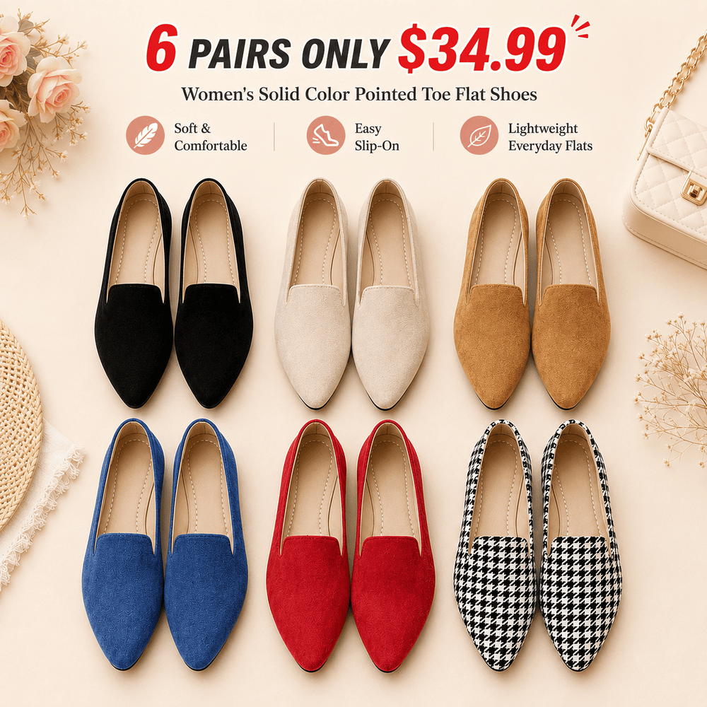 Women's Solid Color Pointed Toe Flat Shoes