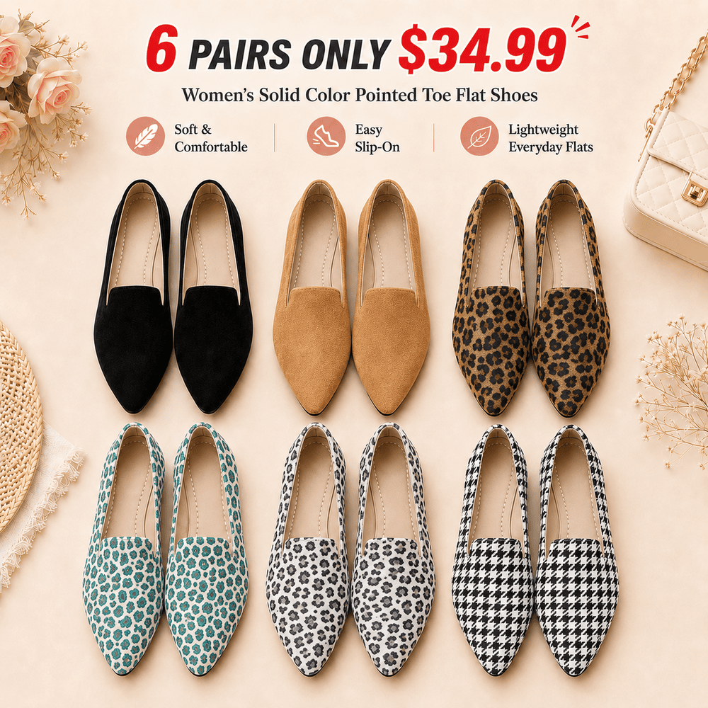 Women's Solid Color Pointed Toe Flat Shoes