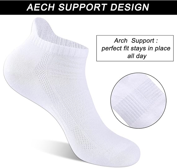 14 Pairs Unisex Breathable Low-Cut Ankle Socks with Heel Tab